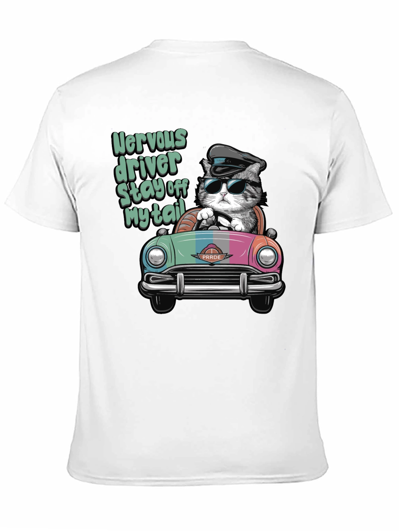 Black Nervous Driver Cat T-Shirt view 11
