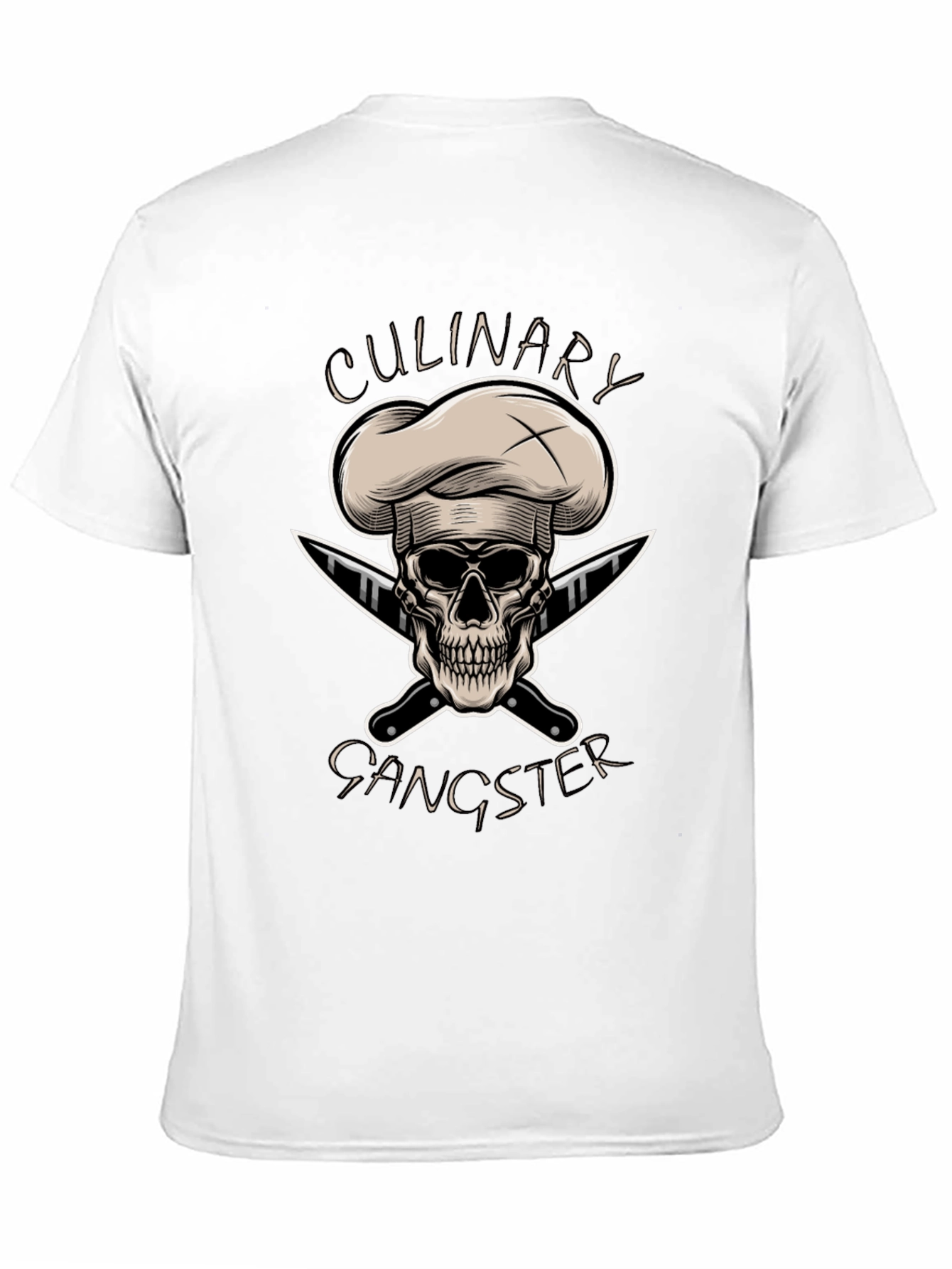 Black Culinary Gangster T-Shirt - Chef Skull Design view 11