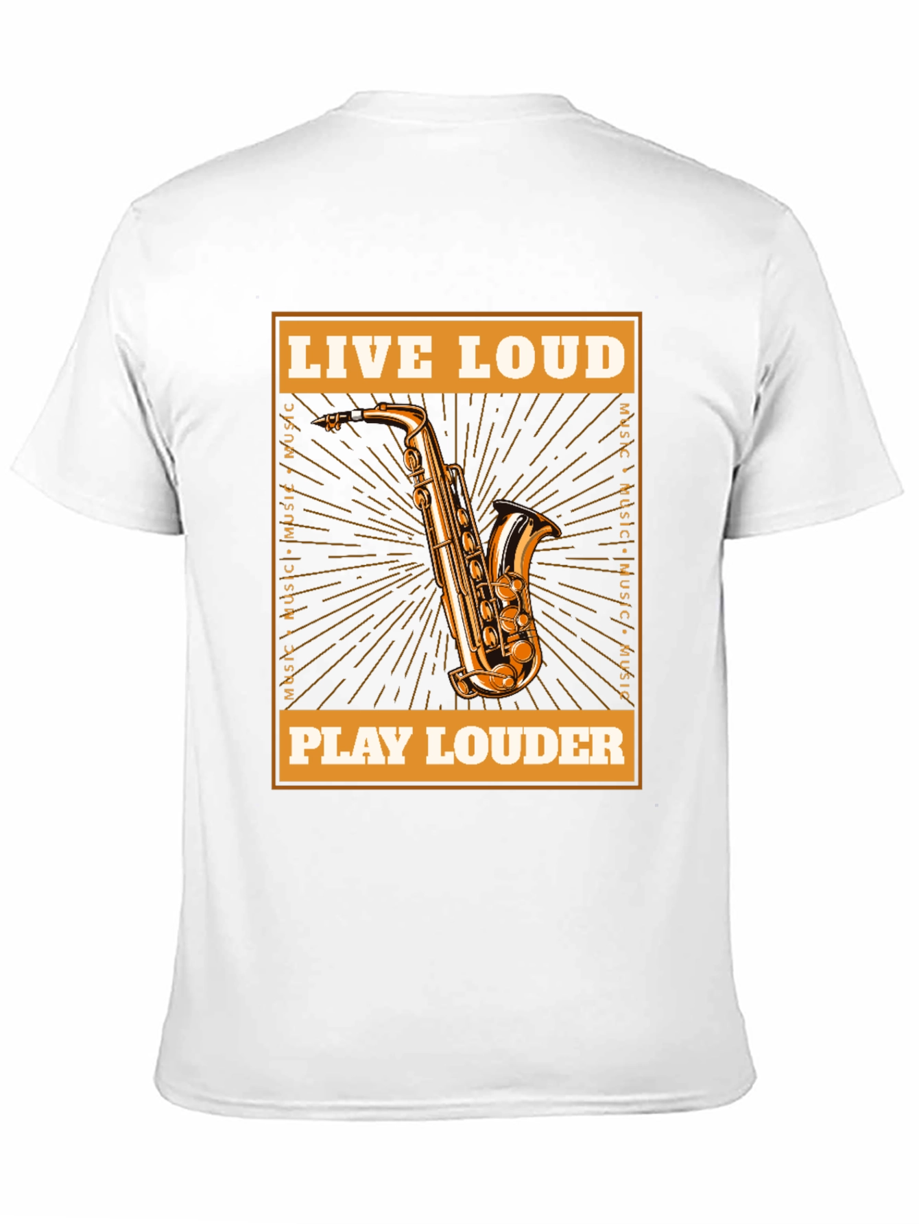 Black Live Loud Saxophone Graphic T-Shirt - Music Lover Tee view 11