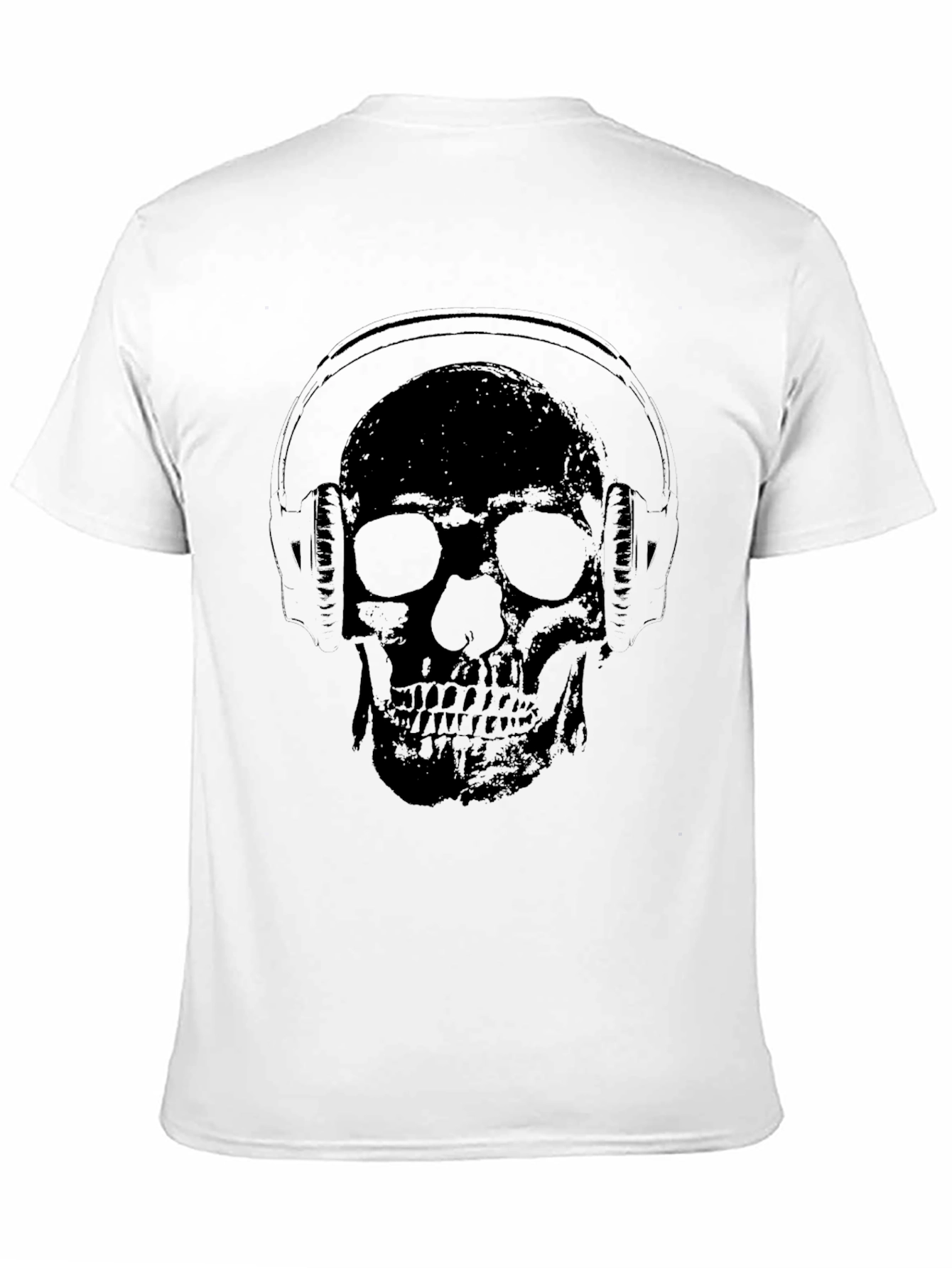 Black Skull Wearing Headphones Graphic Tee - Black view 11