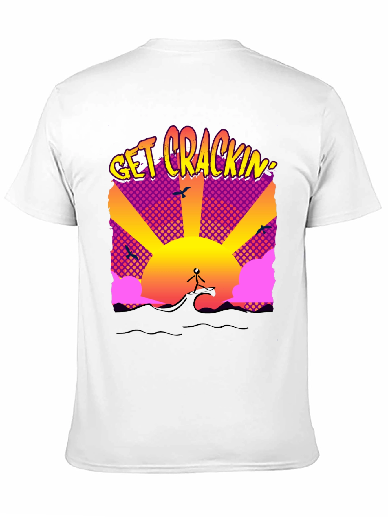 Black Get Crackin' Graphic T-Shirt - Surfing Sunrise view 11