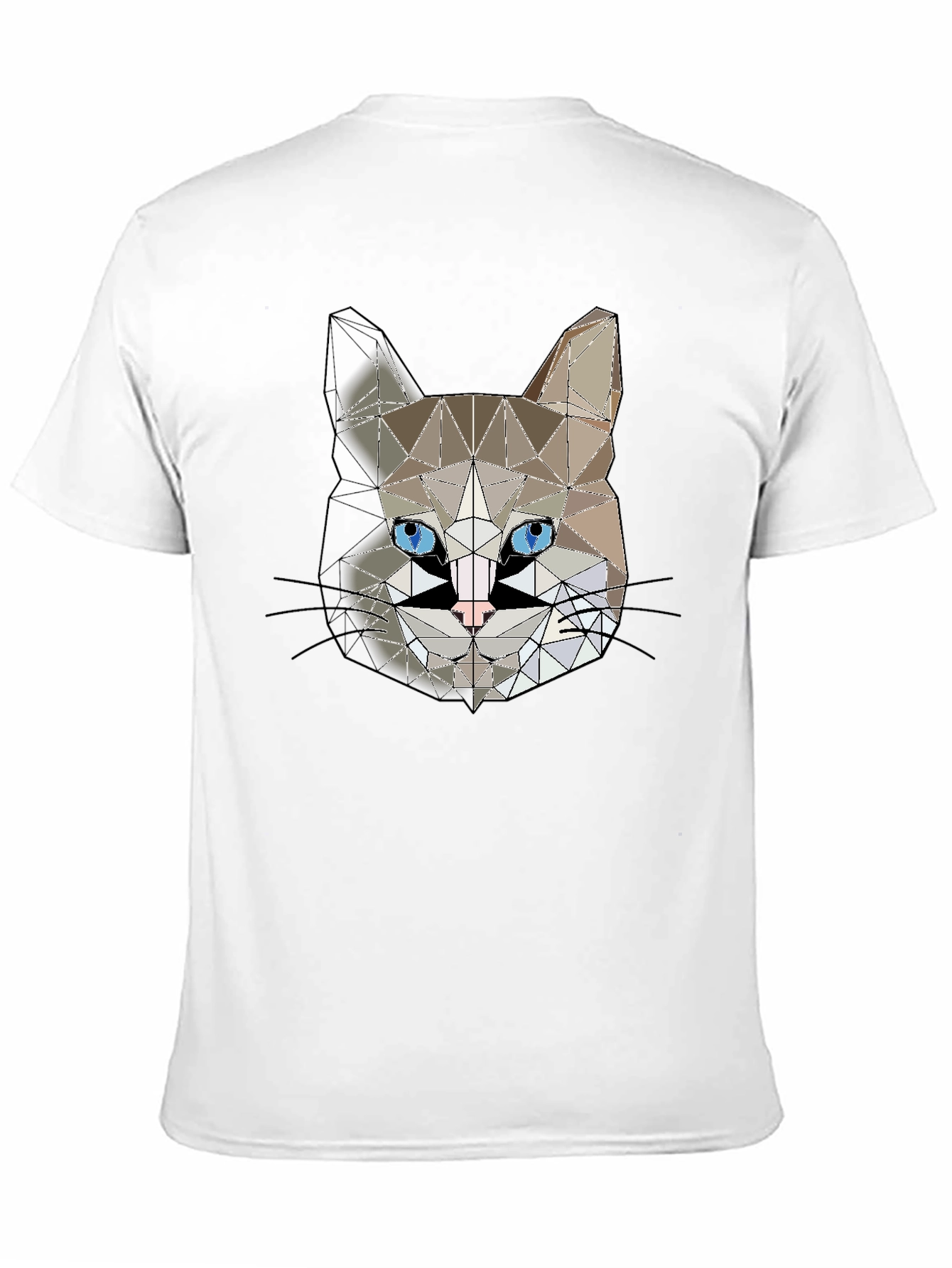 Black Geometric Cat Head Graphic Black T-Shirt view 11