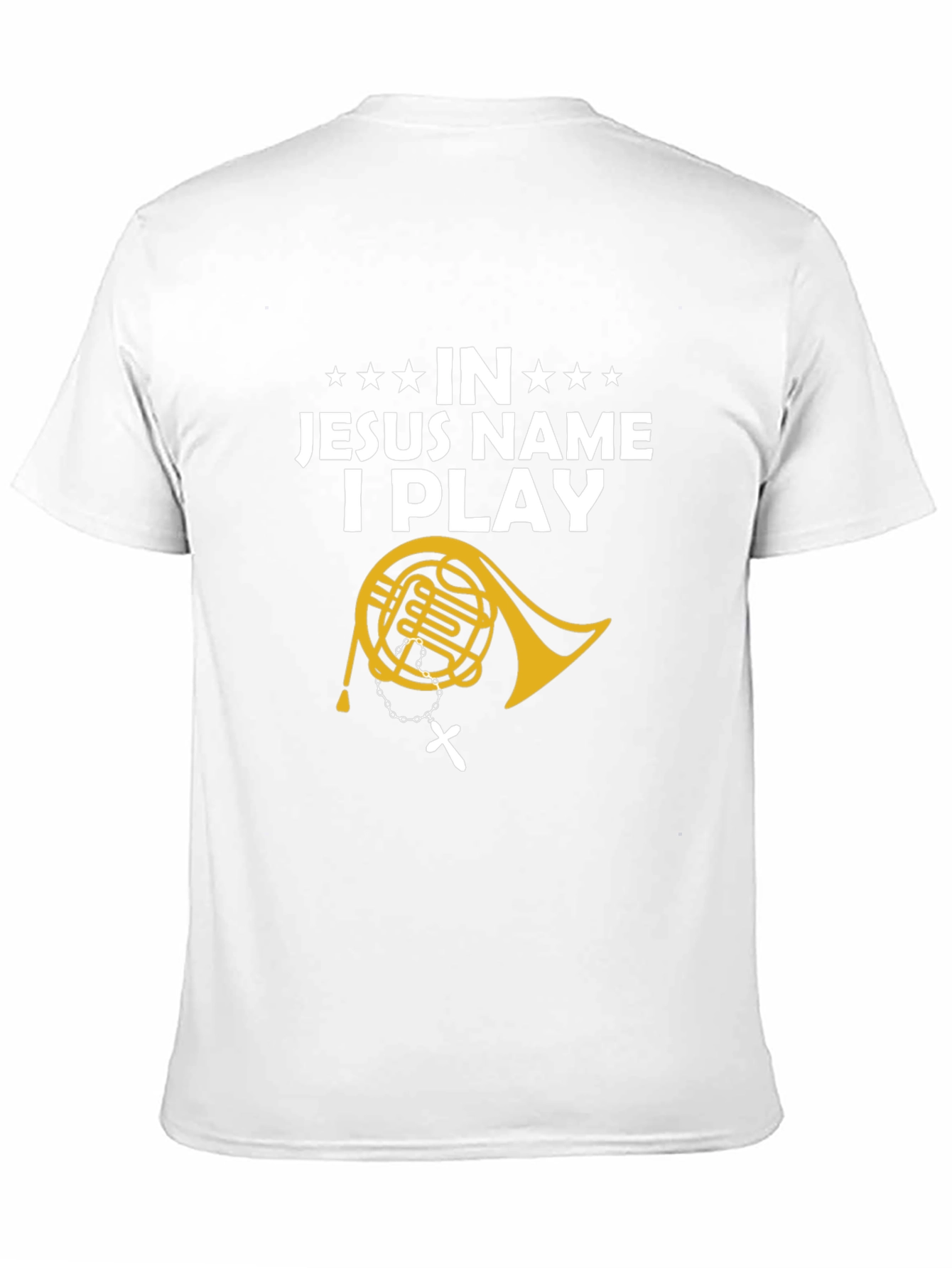 Black In Jesus Name I Play T-Shirt Religious Music Horn Tee view 11