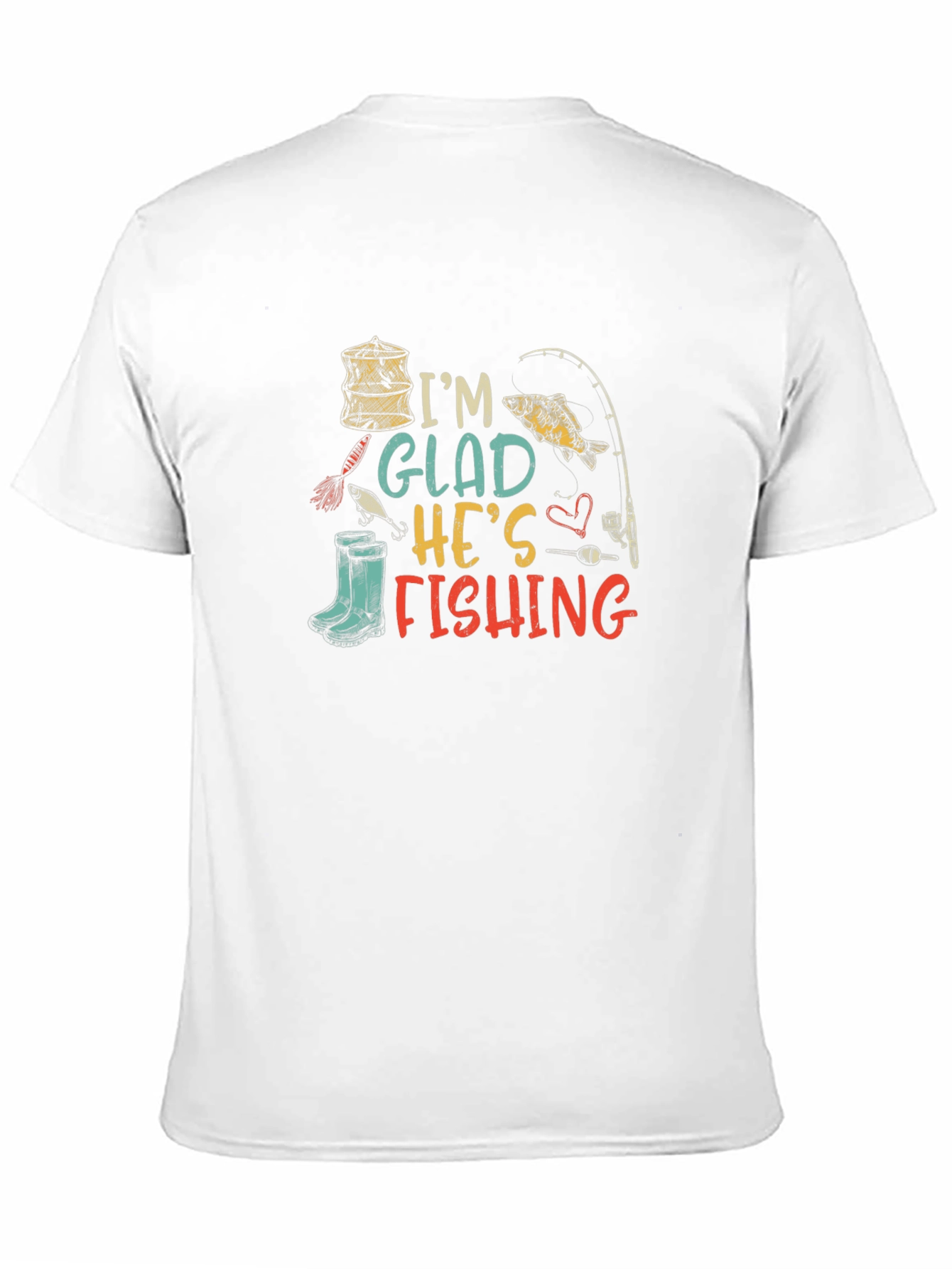 Black I'm Glad He's Fishing Black T-Shirt view 11