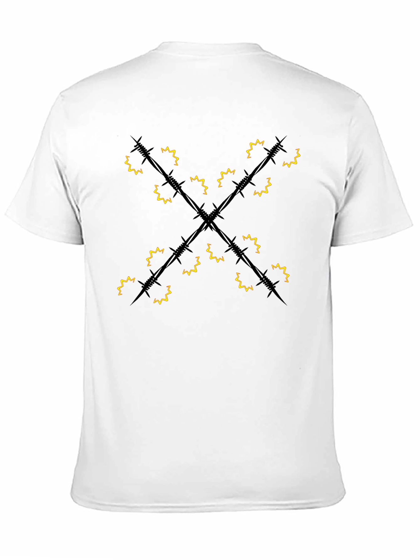 Black Edgy Barbwire Cross Graphic T-Shirt view 11