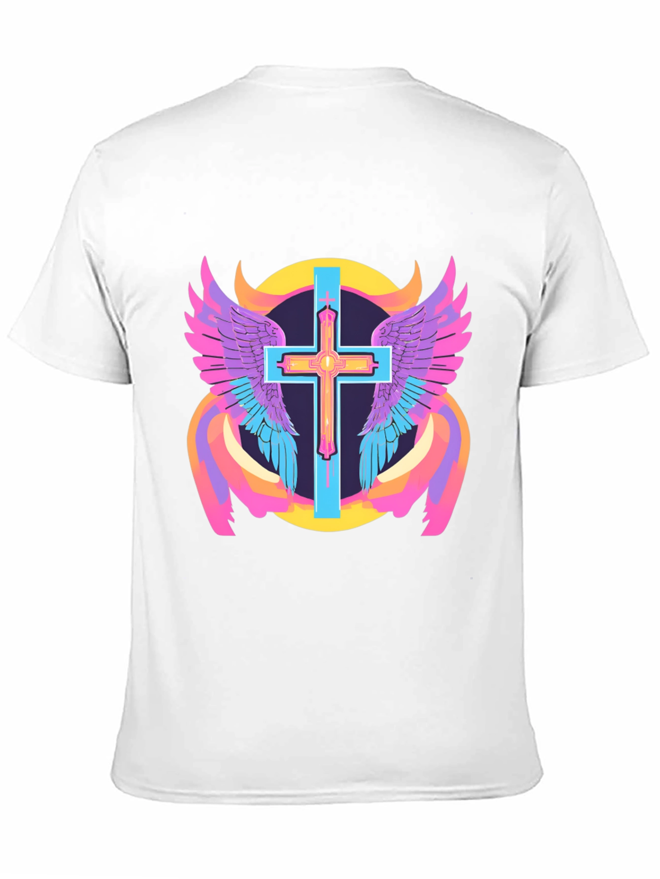 Black Winged Cross Graphic Tee - Black Cotton Blend view 11