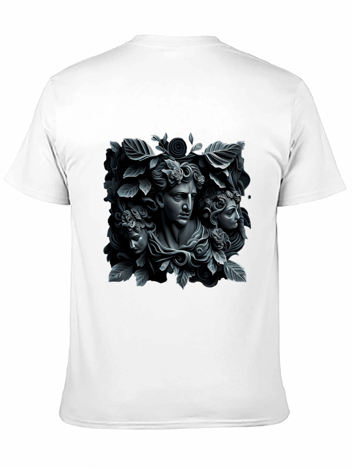 Black Ancient Art Tee: Floral Statue T-Shirt view 11
