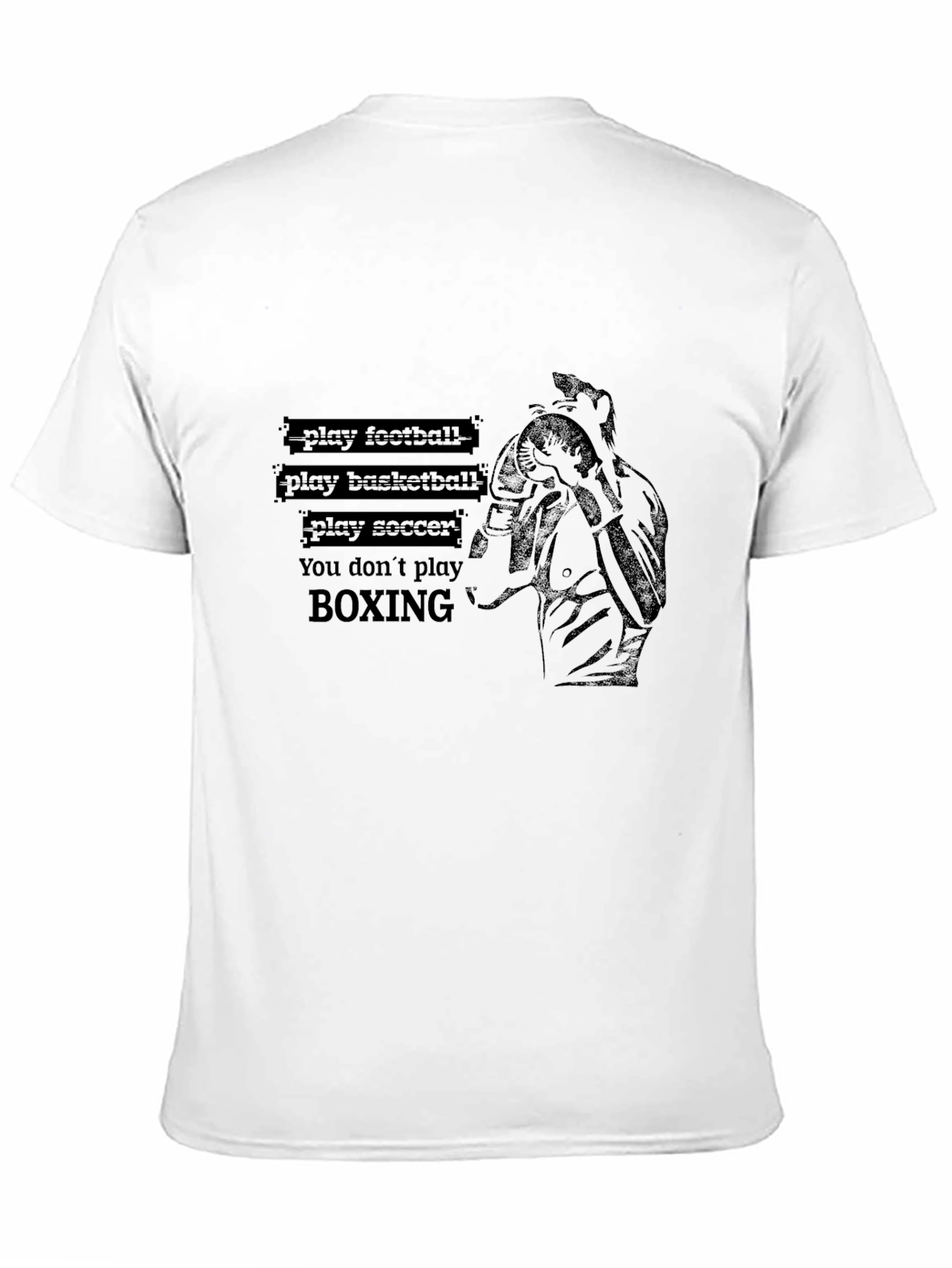 Black Play Football Boxing Graphic Black T-Shirt view 11