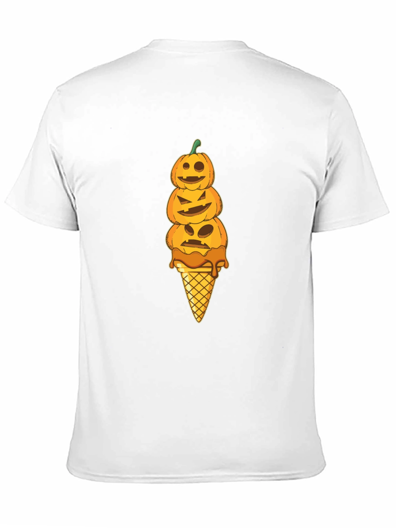 Black Pumpkin Ice Cream Cone Halloween T-Shirt view 11