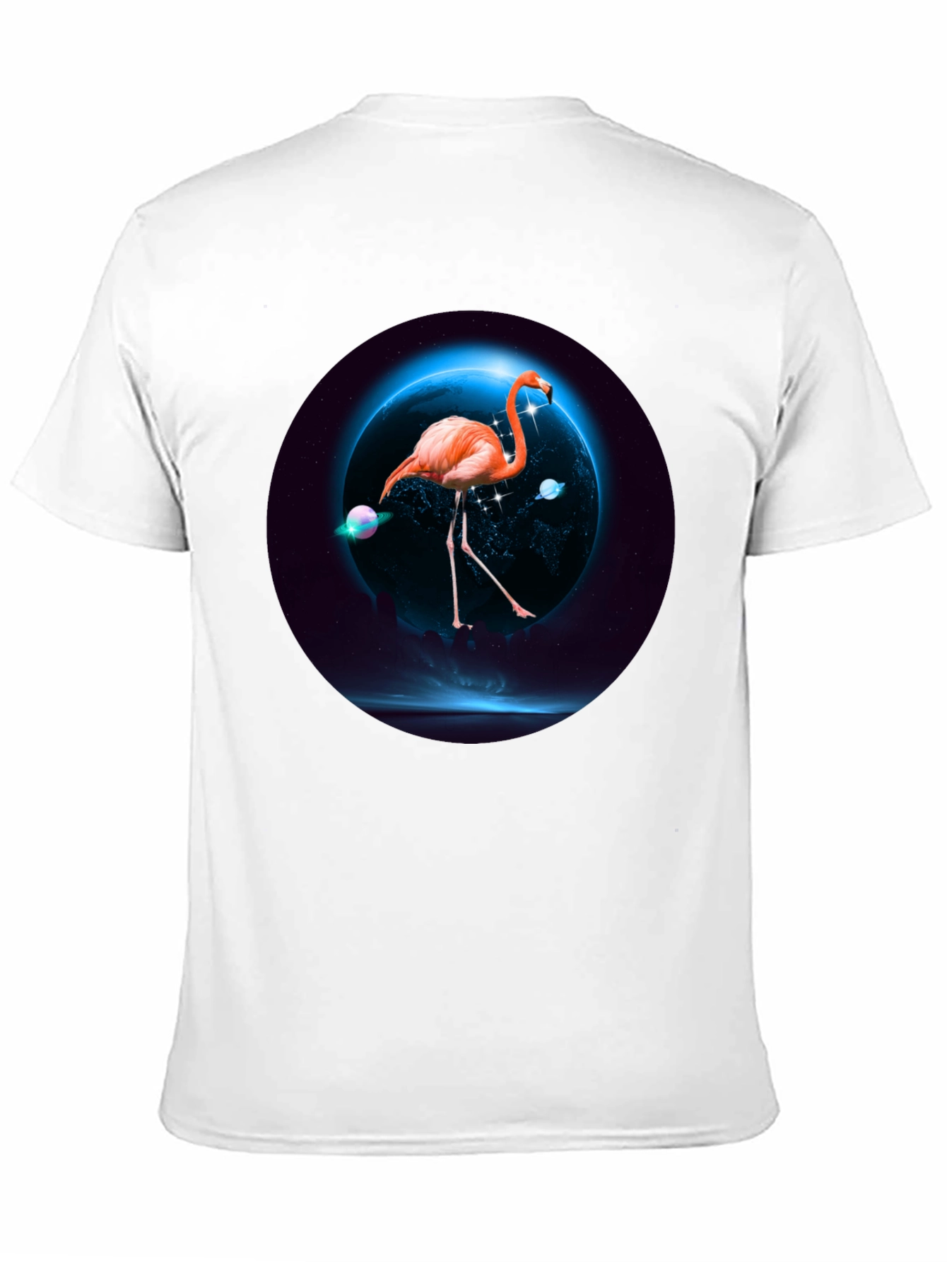 Black Flamingo in Space T-Shirt view 11