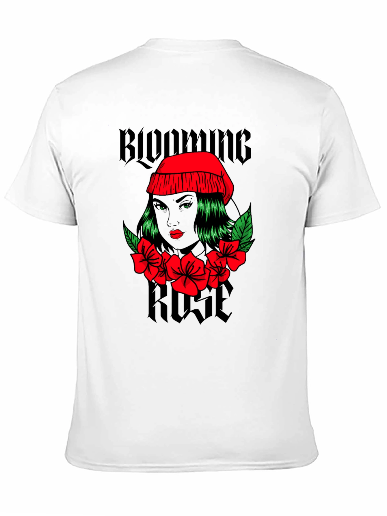 Black Blooming Rose Graphic Tee - Black Unisex T-Shirt view 11