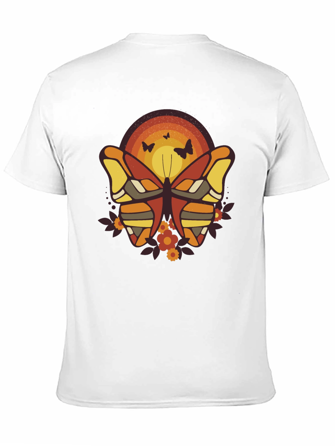 Black Retro Butterfly Graphic Print T-Shirt view 11