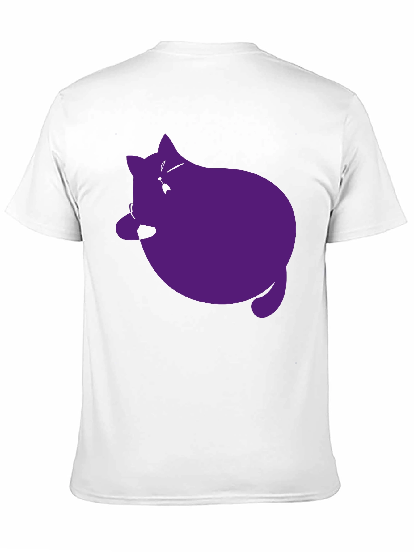 Black Men's Black T-Shirt with Purple Cat Graphic view 11