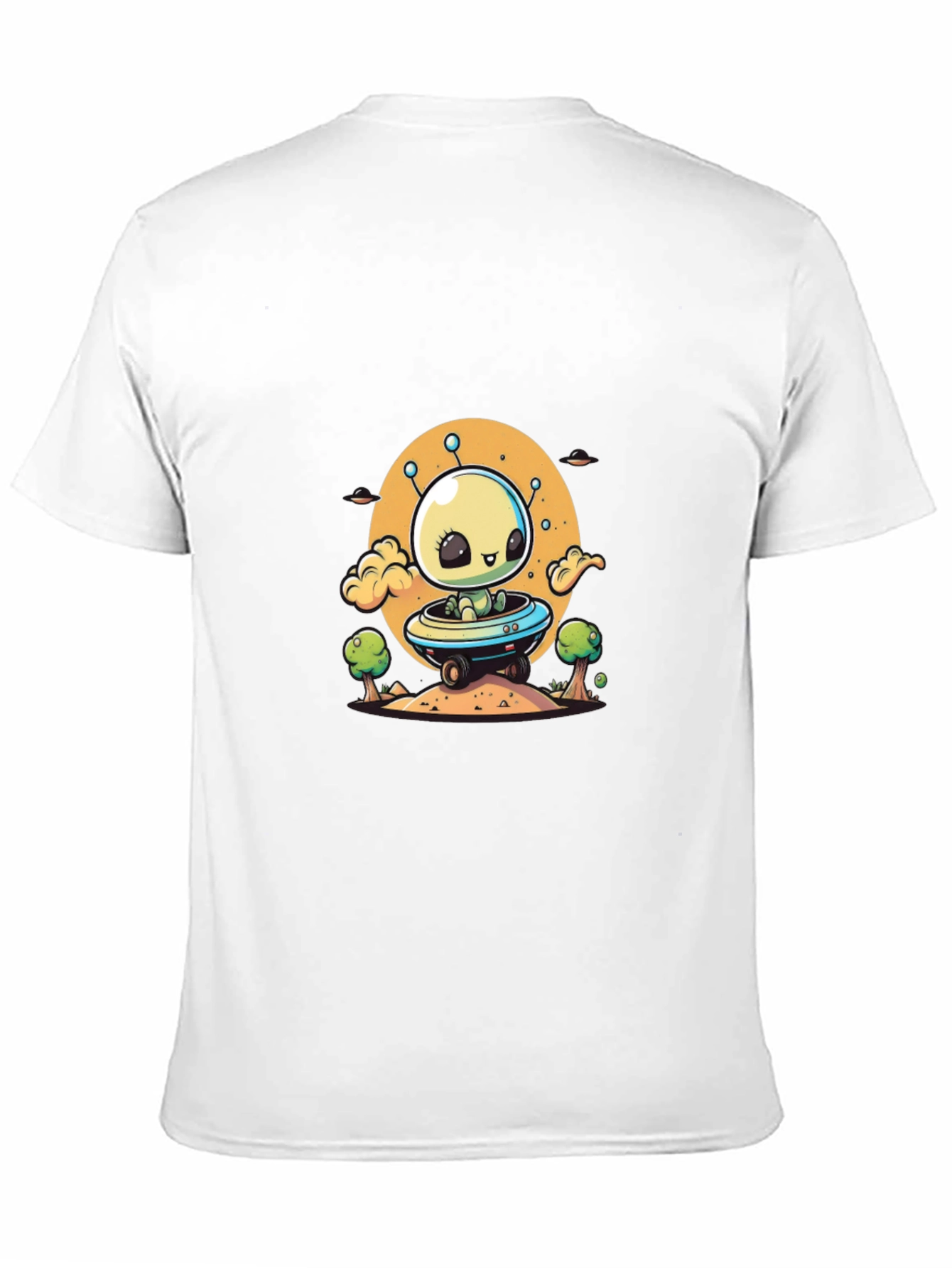 Black Alien UFO Graphic Tee - Black Cotton T-Shirt view 11