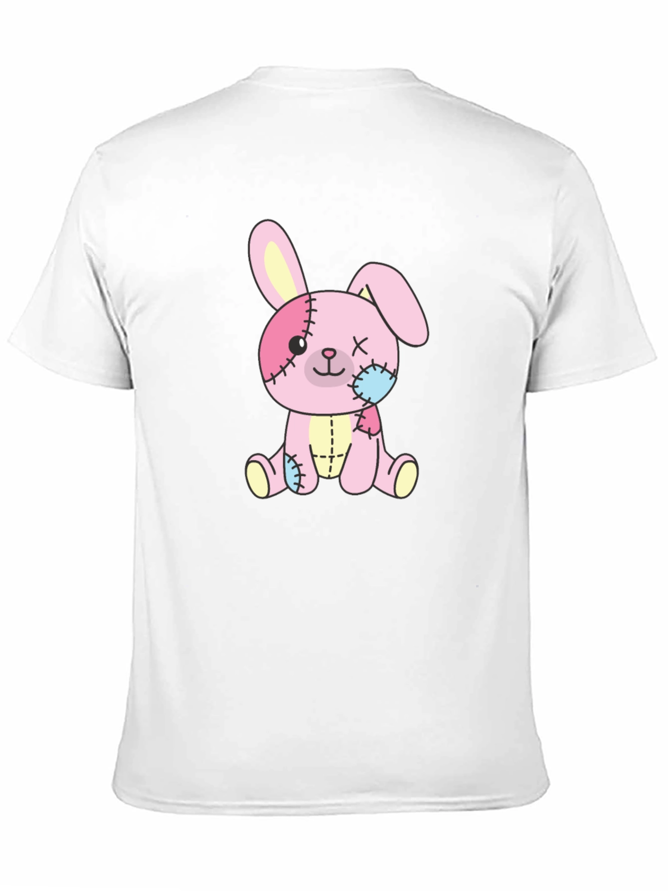 Black Cute Stitched Bunny Black T-Shirt view 11