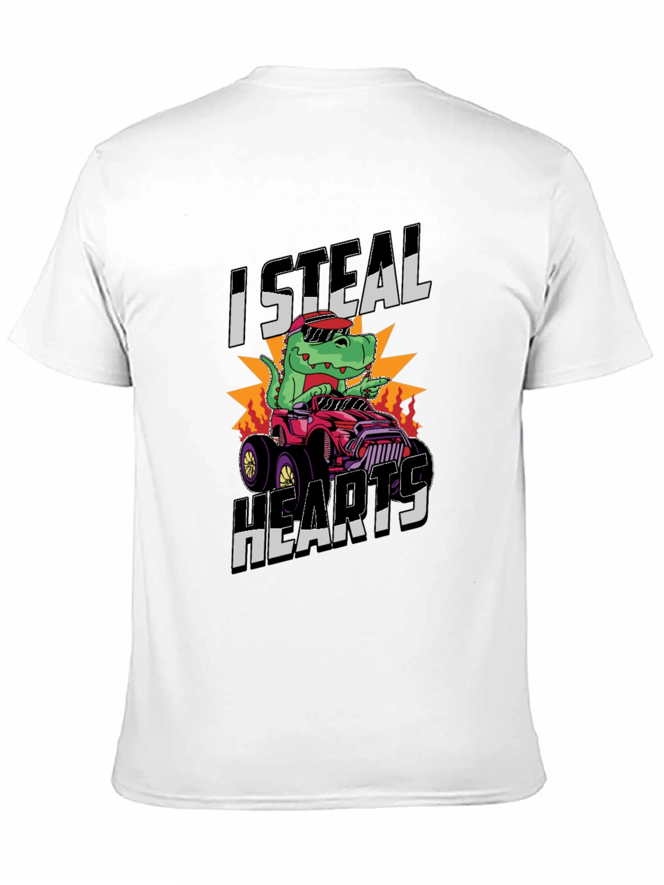 Black I Steal Hearts Dinosaur Monster Truck Graphic Tee view 11