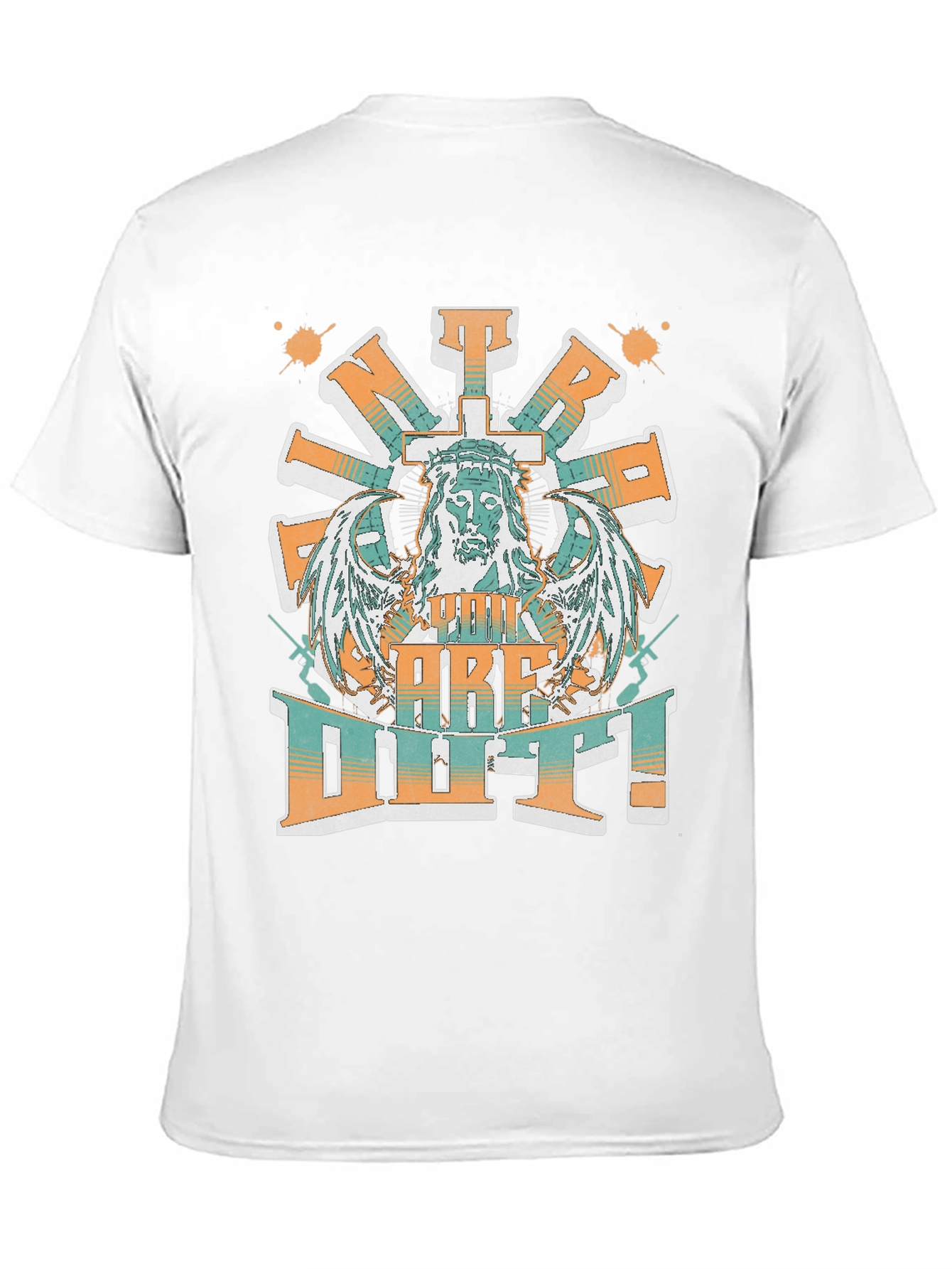 Black Jesus Cross Wings Graphic Print Black T-Shirt view 11