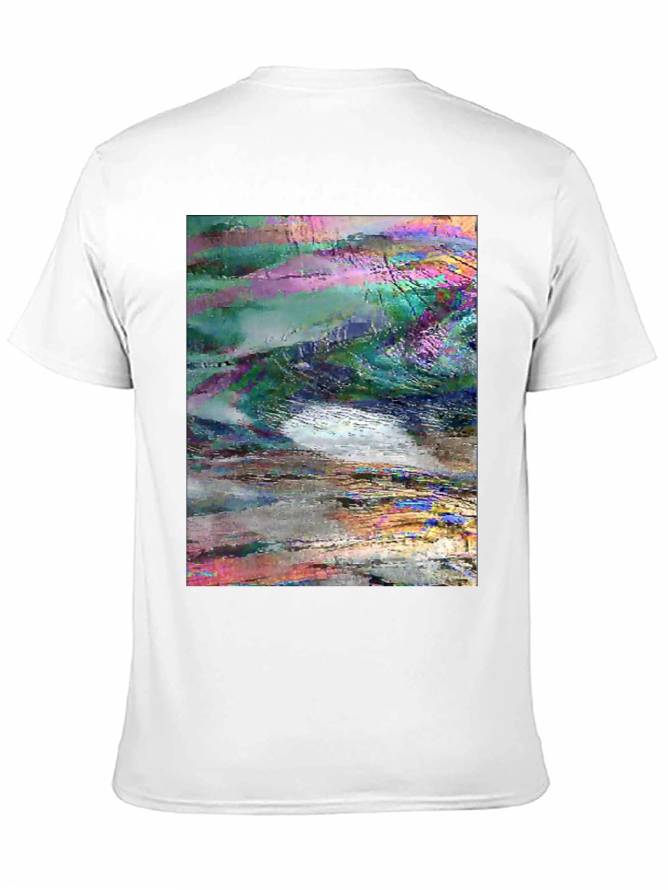 Black Abstract Glitch Art Graphic Tee - Black view 11