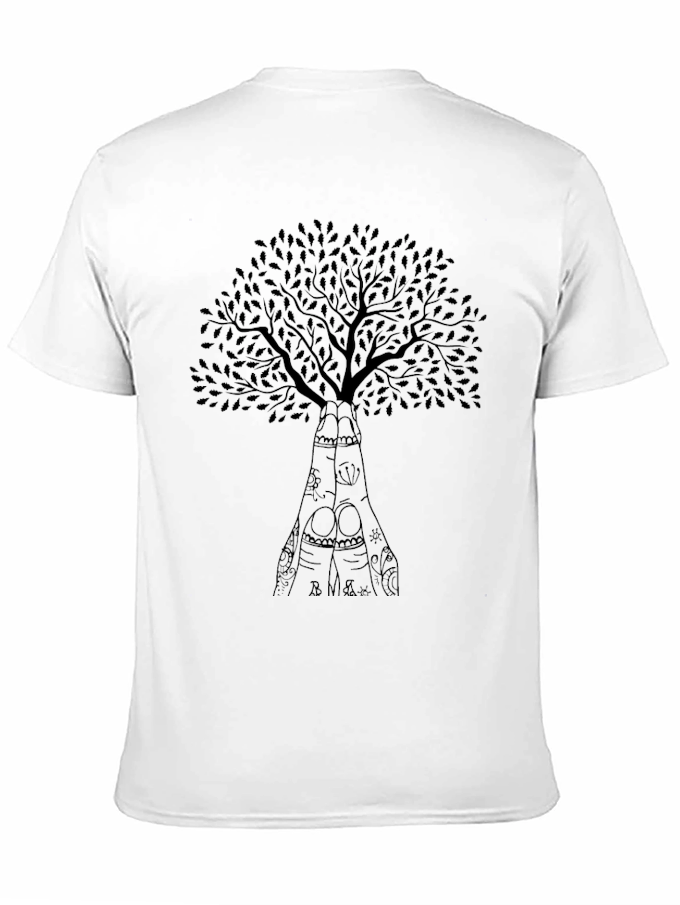 Black Tree Hands Graphic Tee - Black Cotton Blend view 11