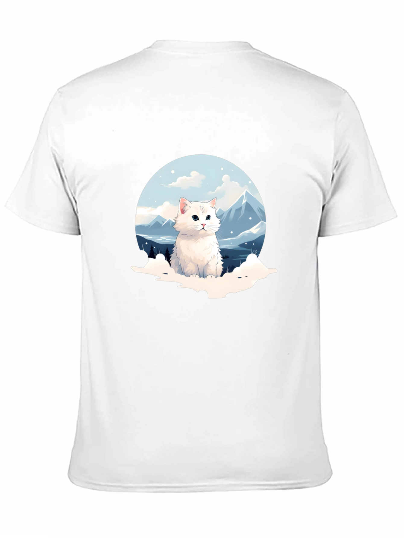 Black Cute Cat Mountain Scene Graphic Tee view 11