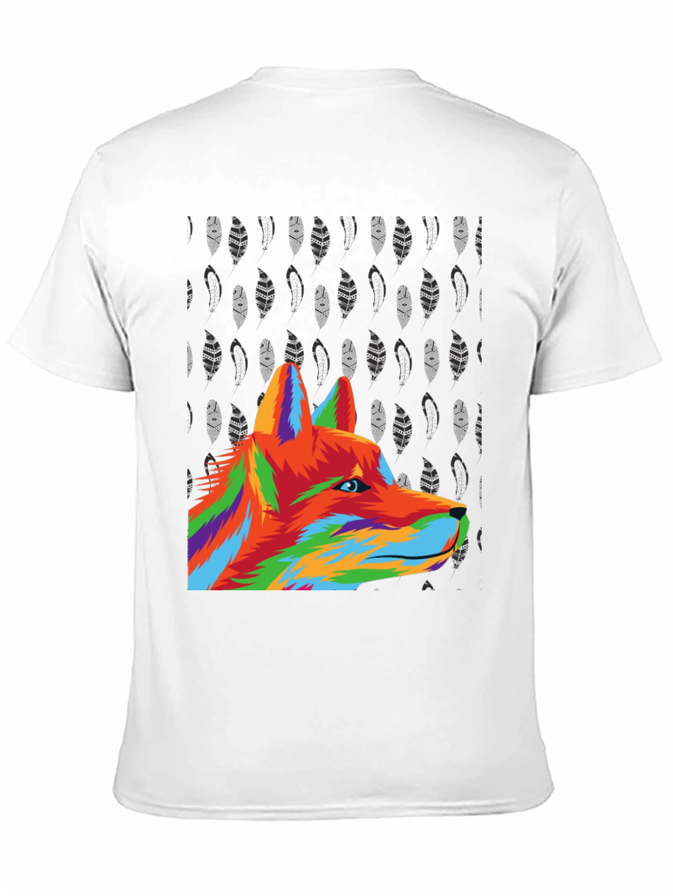 Black Vibrant Wolf Graphic Tee - Black Cotton Blend view 11