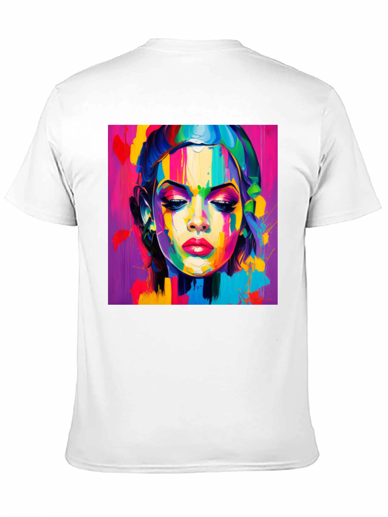Black Abstract Woman Graphic Tee - Vibrant Colors view 11