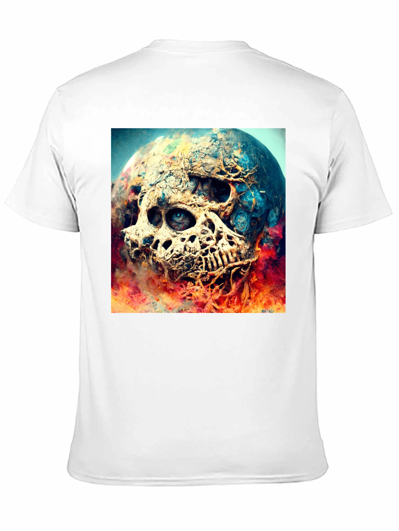 Black Skull Planet Graphic Tee - Black Cotton Shirt view 11
