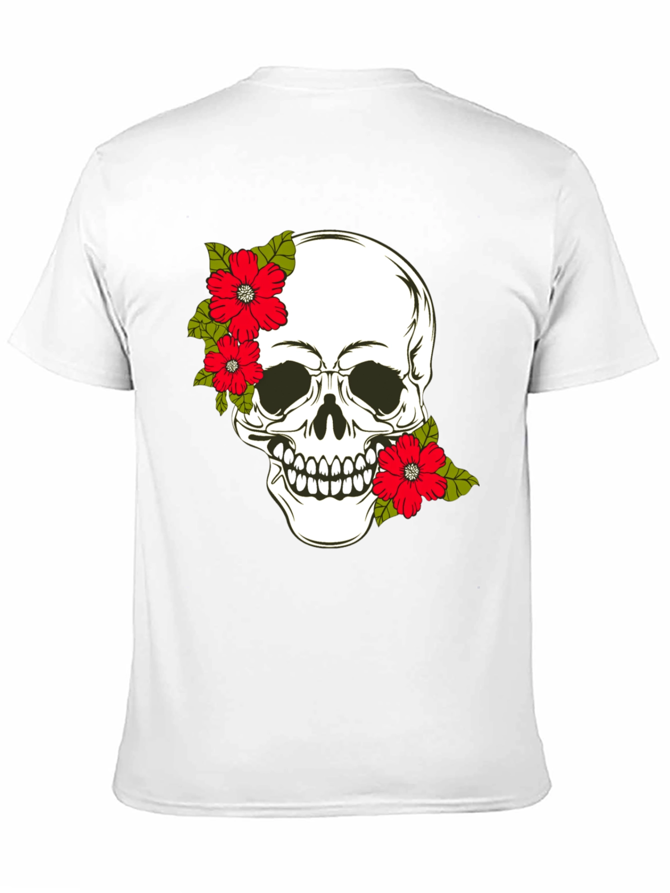 Black Skull & Floral Graphic Print Tee view 11