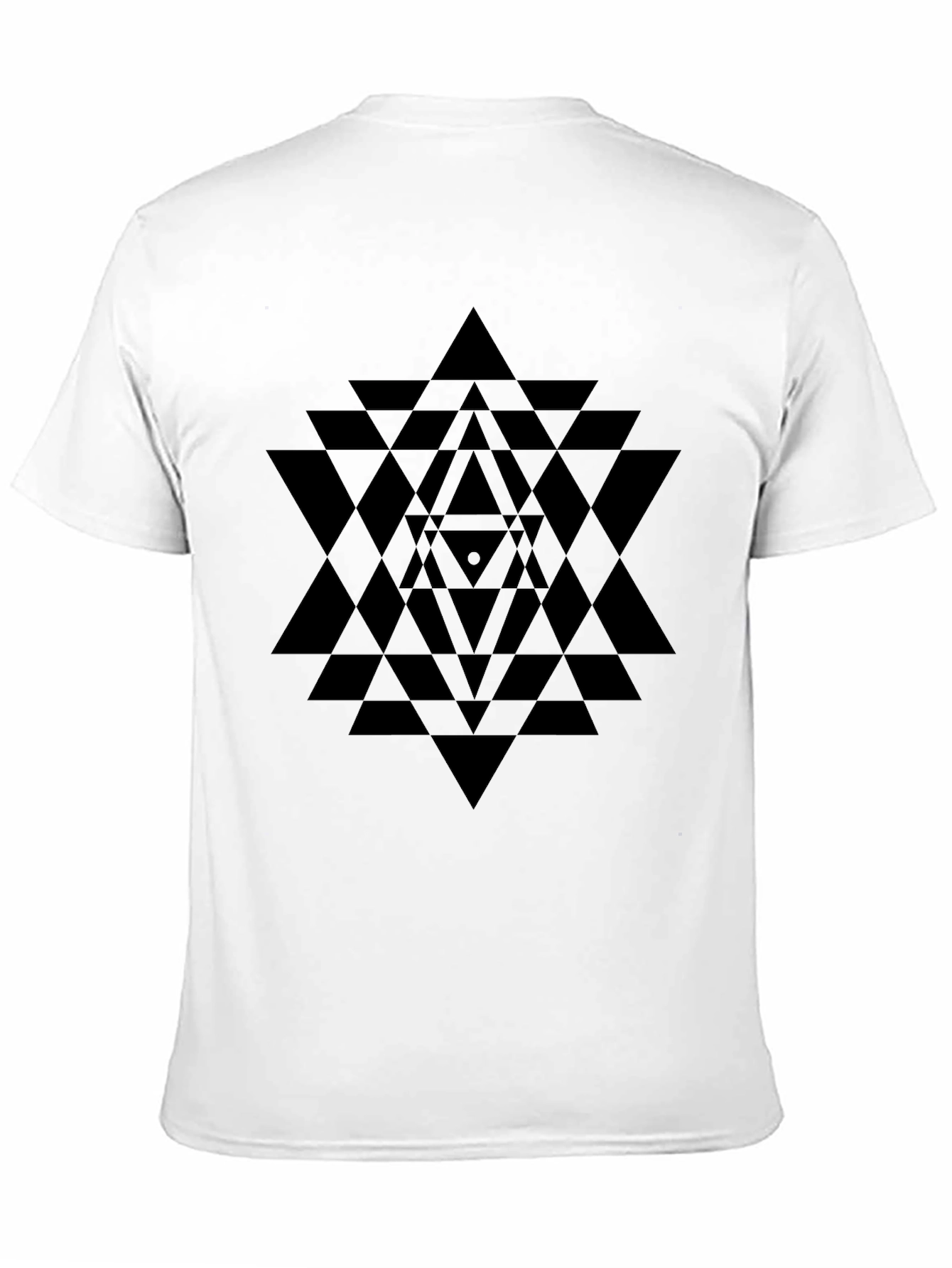 Black Geometric Pattern Black T-Shirt view 11