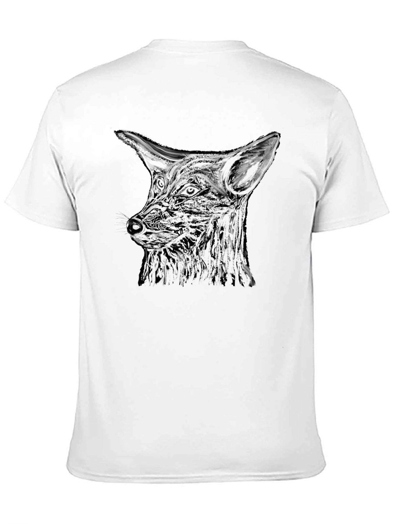 Black Black Fox Head Graphic Print Men's T-Shirt view 11
