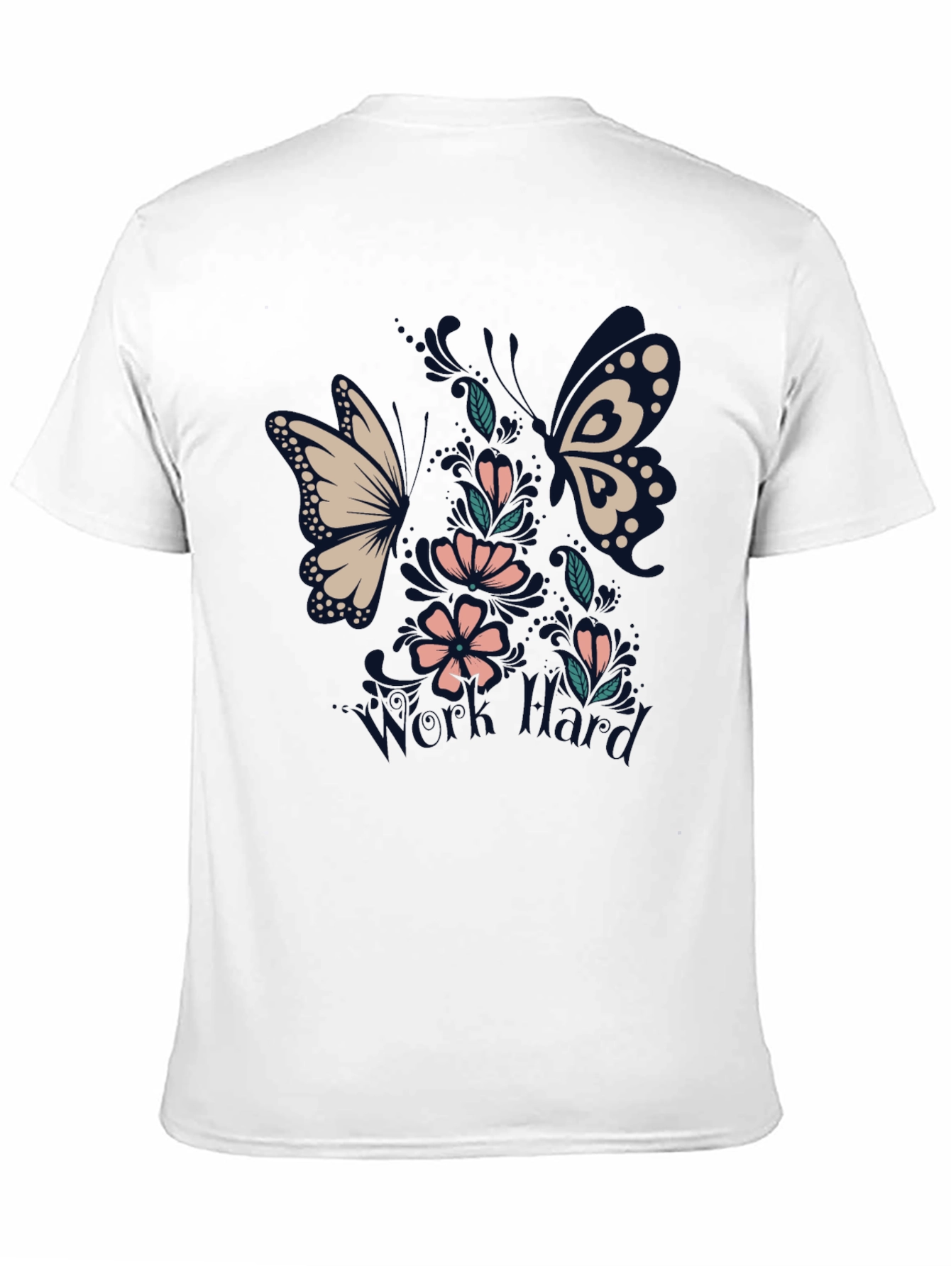 Black Floral Butterfly Black T-Shirt view 11