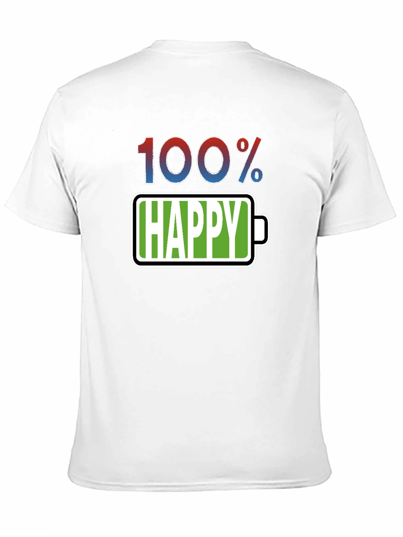 Black 100% Happy T-Shirt - Funny Battery Life Graphic Tee view 11