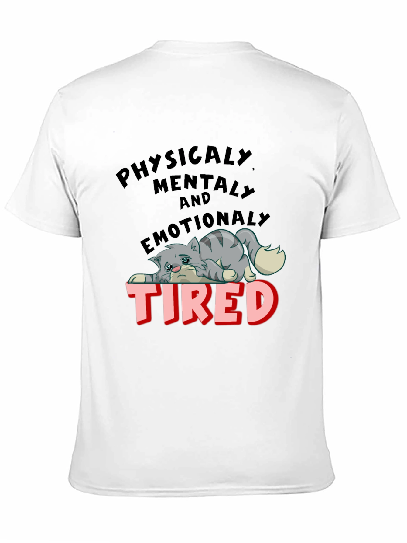 Black Emotionally Tired Cat Graphic Tee view 11