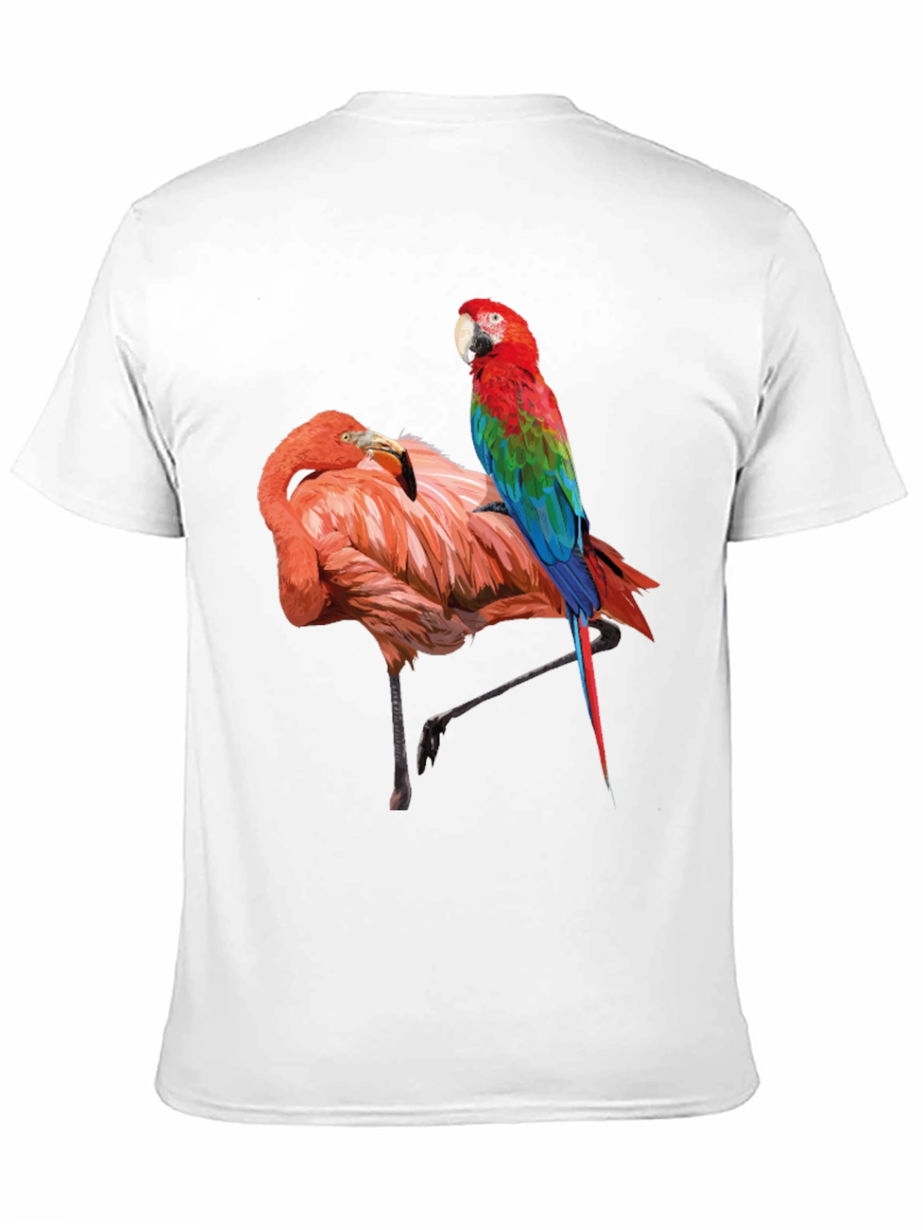 Flamingo Parrot Graphic Tee - Men's Black T-Shirt - 11
