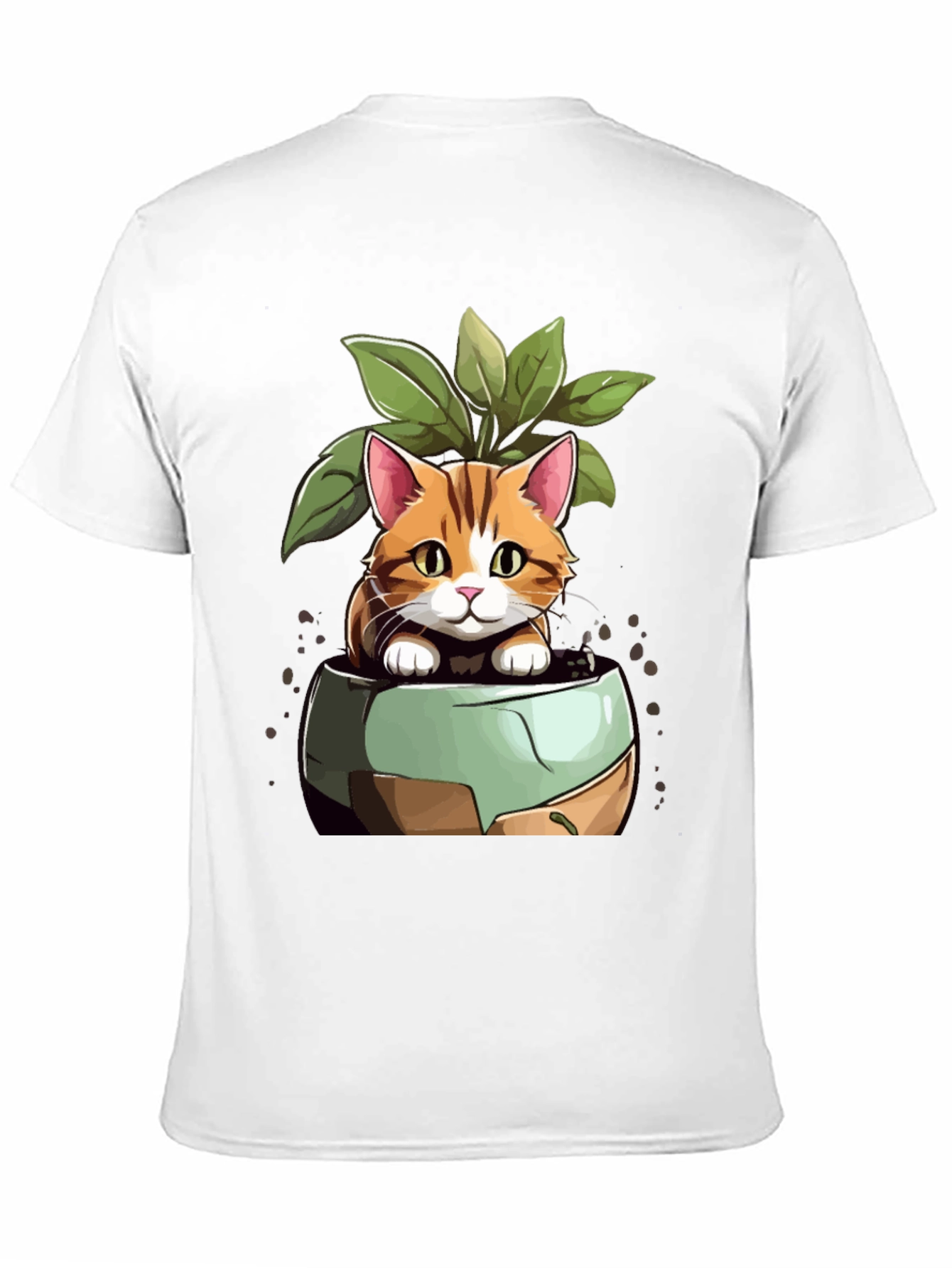 Black Cat in Pot Plant T-Shirt - Unique Design view 11
