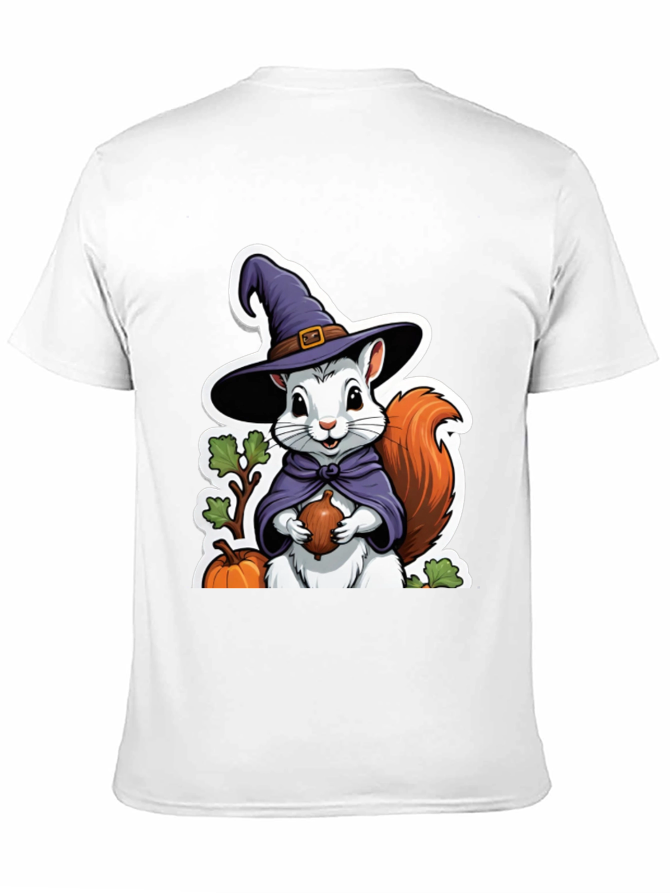 Black Whimsical Squirrel Witch T-Shirt view 11