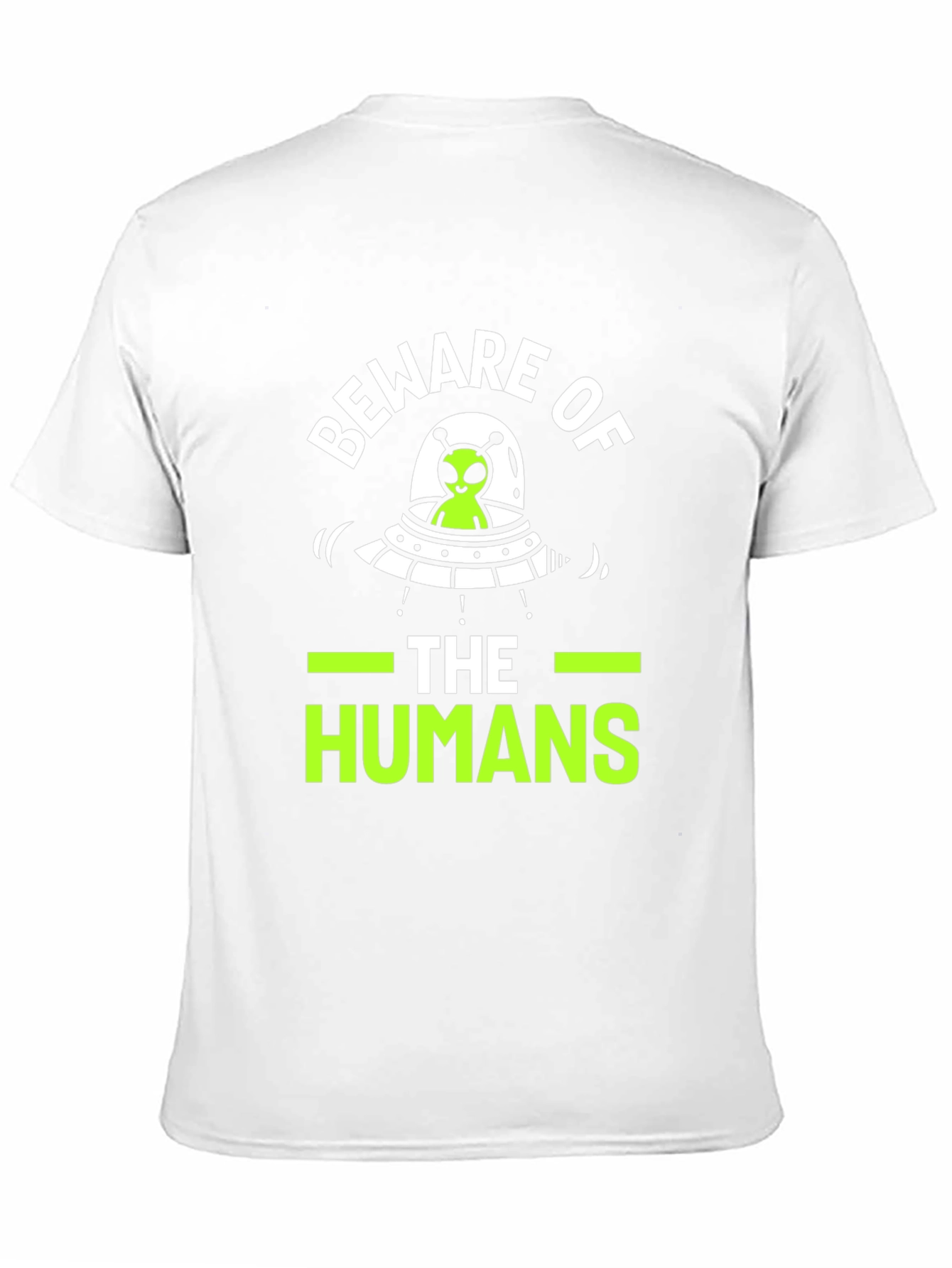 Black Beware of The Humans Alien UFO Graphic T-Shirt view 11