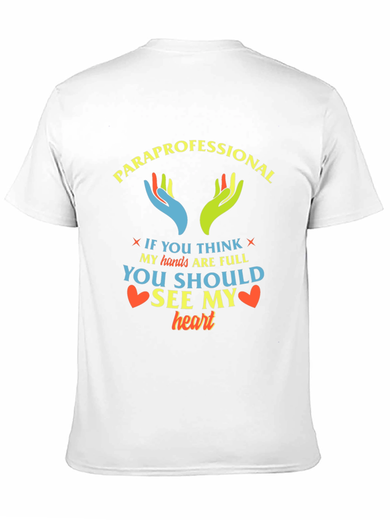 Black Paraprofessional Heart T-Shirt - Full Hands, Full Heart view 11