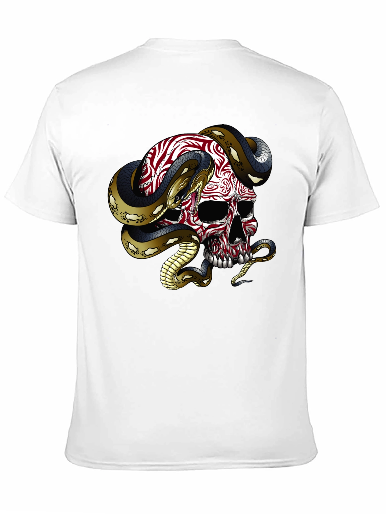 Black Skull & Snake Graphic Tee - Men's Black Cotton T-Shirt view 11