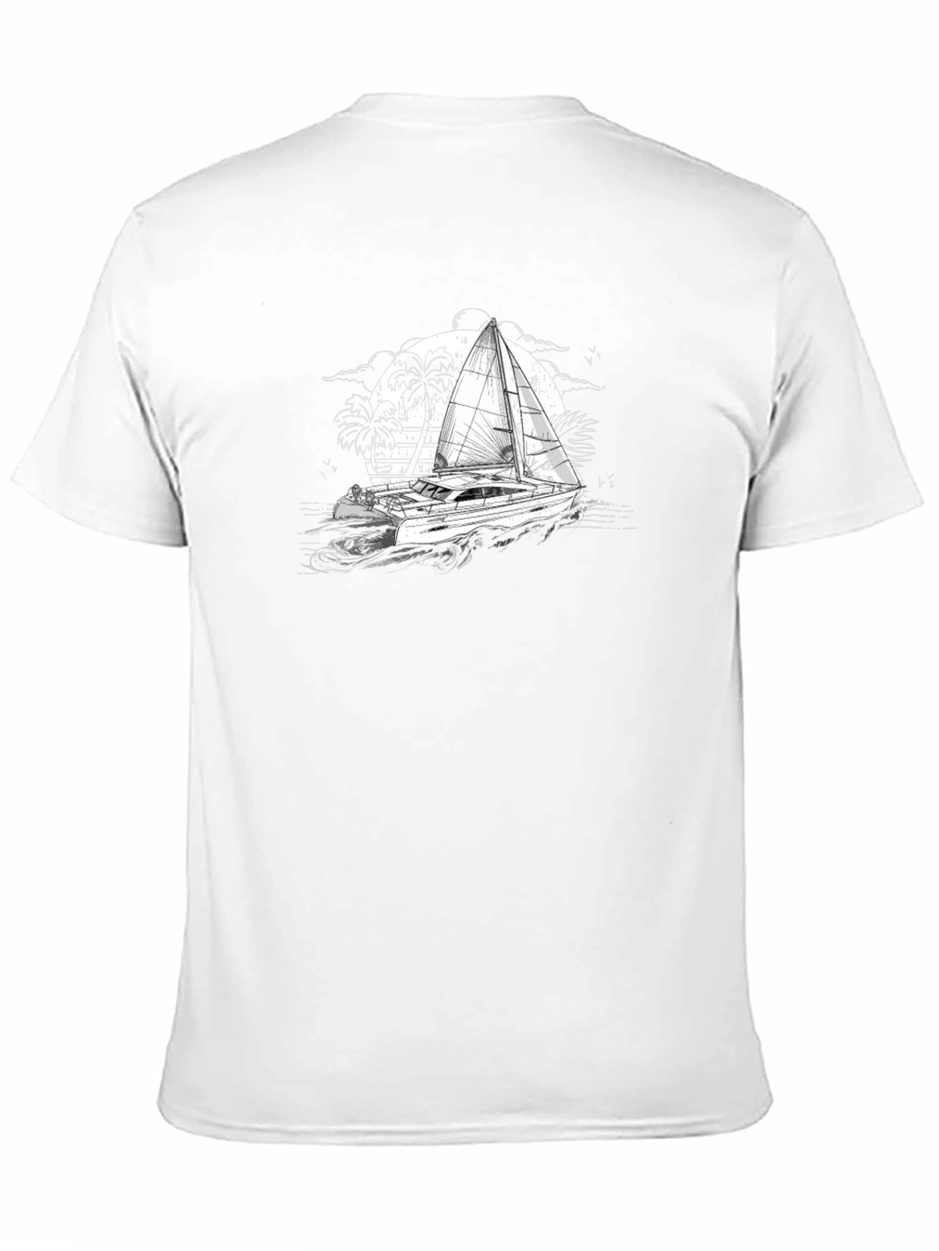 Black Black T-Shirt with Sailing Boat Graphic view 11