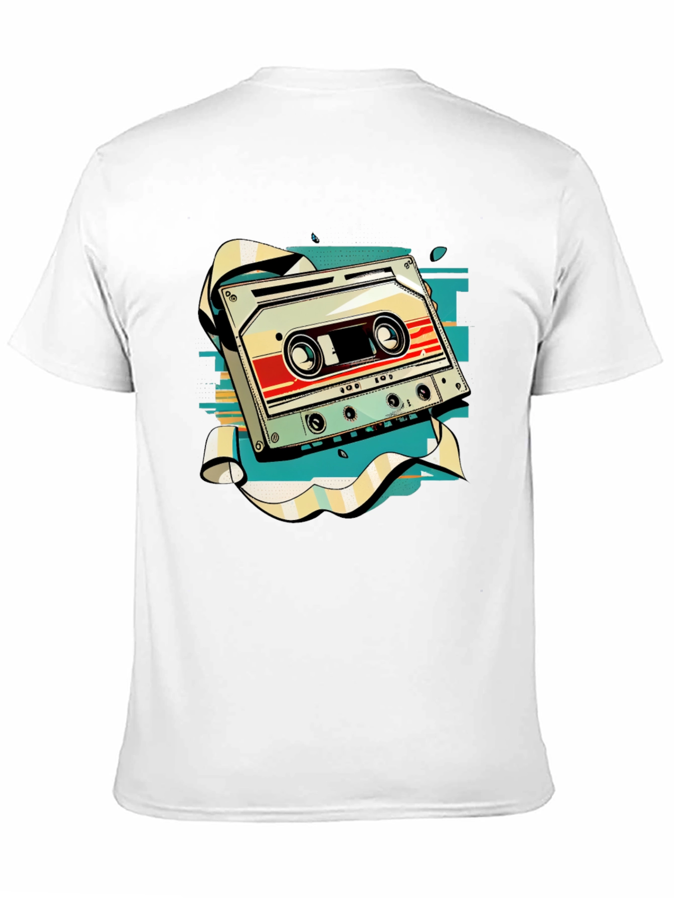 Black Retro Cassette Tape Graphic Tee - Vintage Music Style view 11
