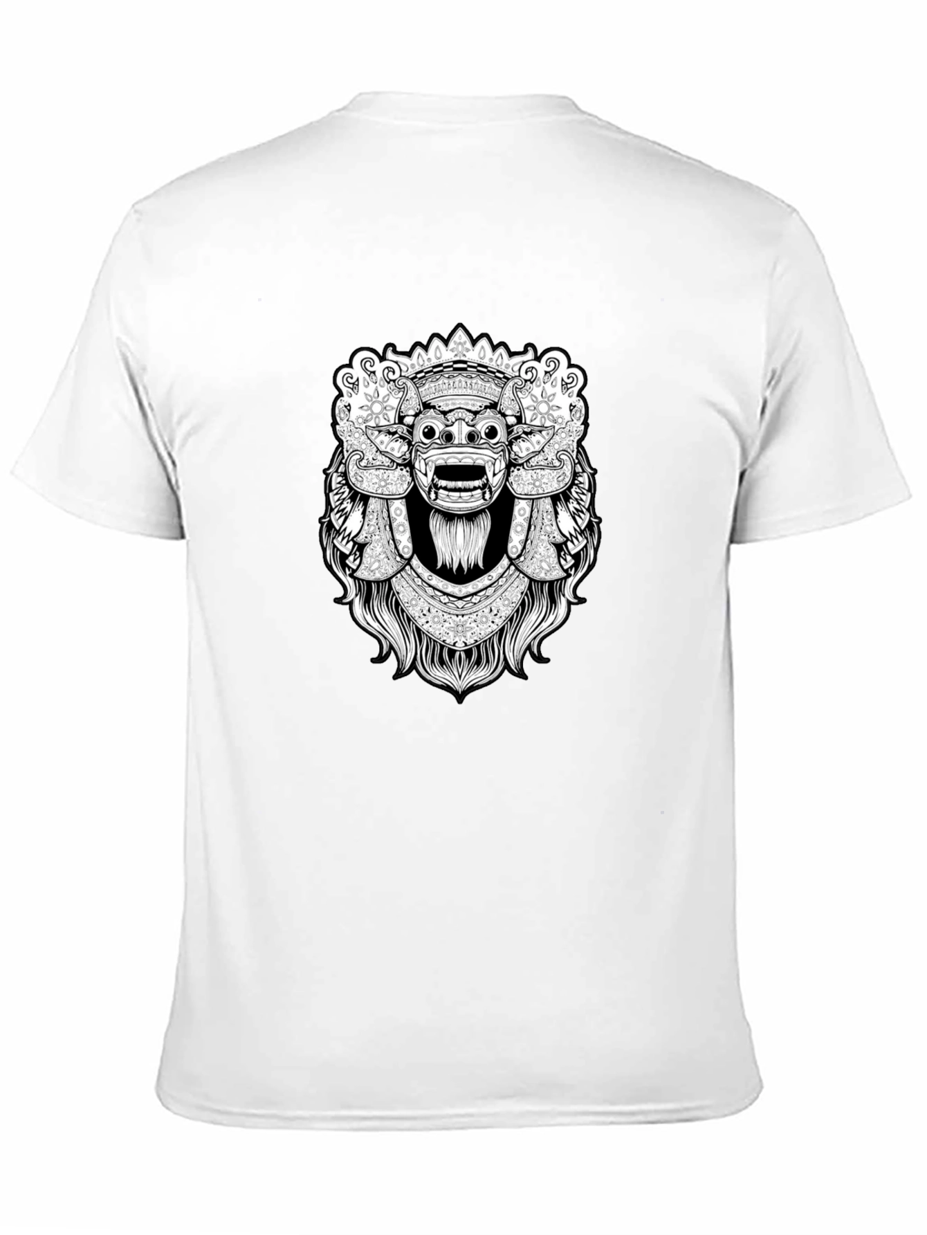 Black Black Graphic Tee - Balinese Barong Mask Design view 11