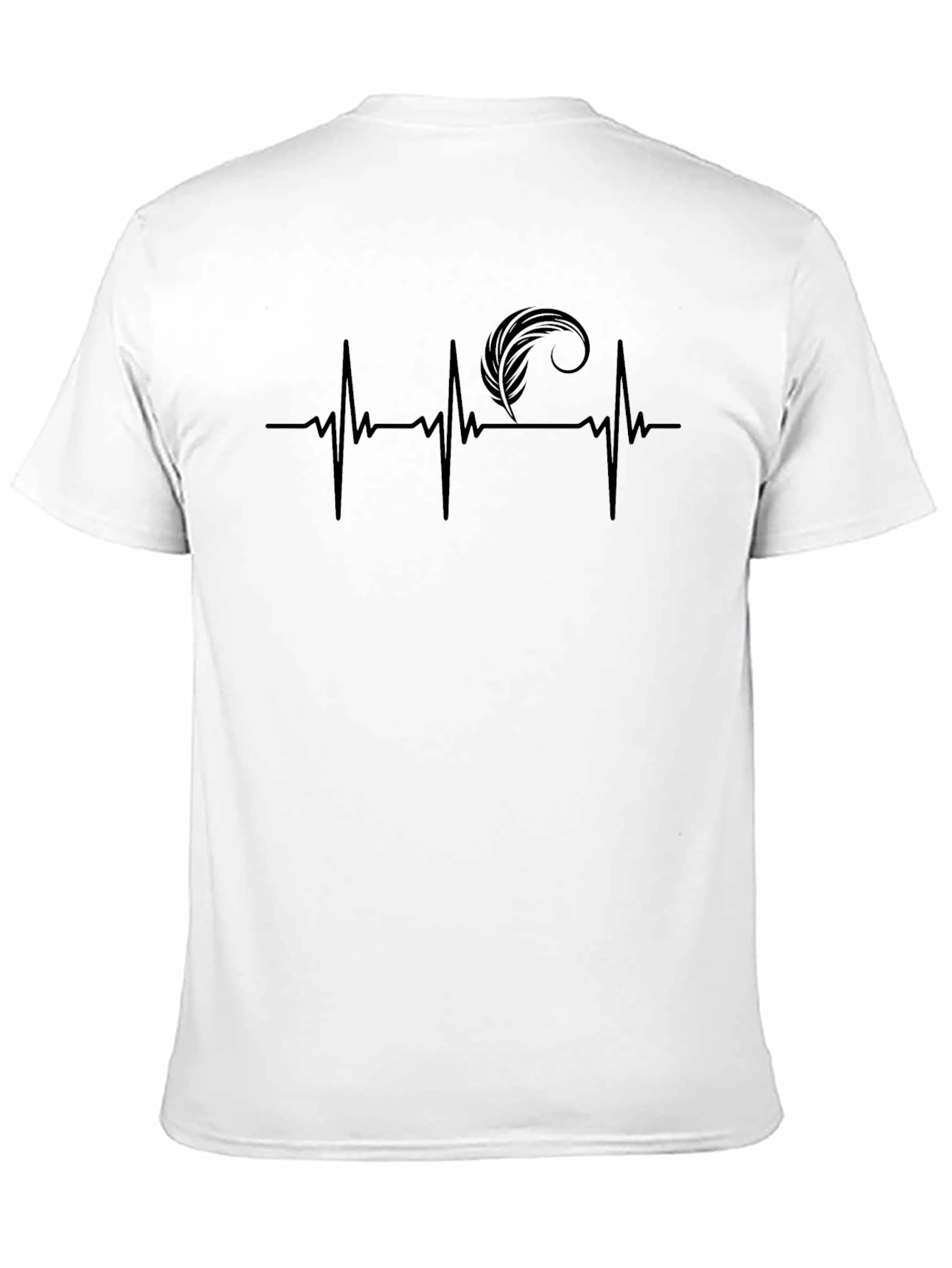 Black Heartbeat Feather Graphic Tee - Stylish Casual Wear view 11