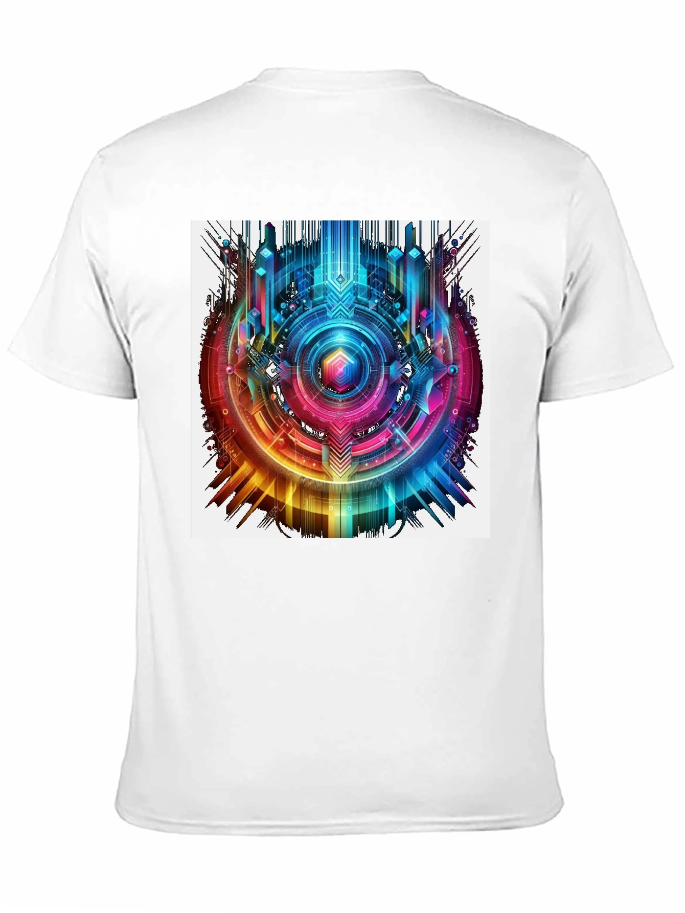 Black Abstract Geometric Rainbow Circle Graphic T-Shirt view 11