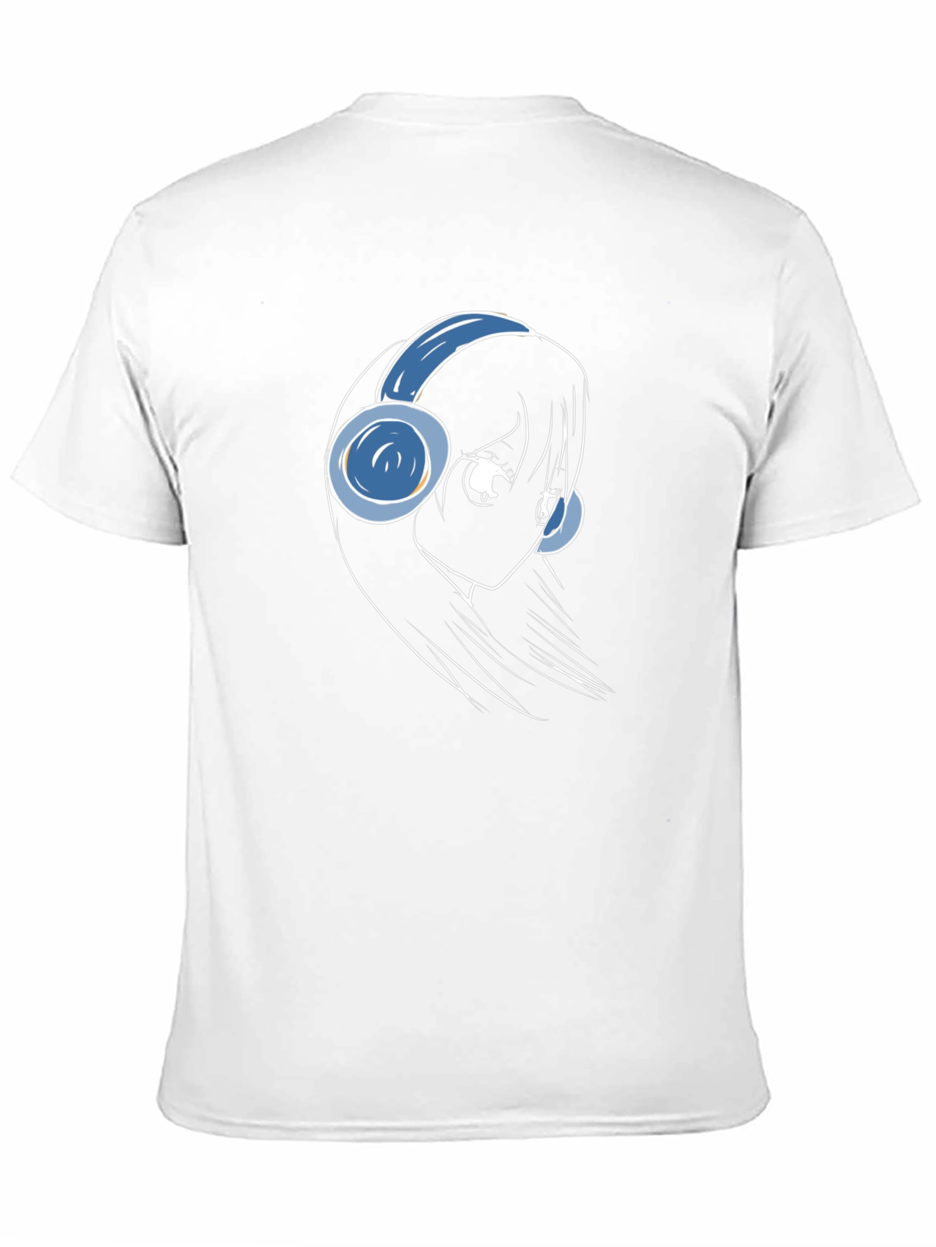Black Anime Girl Headphones T-Shirt - Black view 11