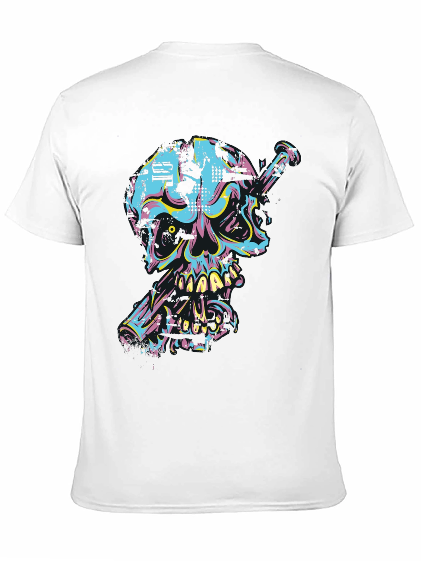 Black Edgy Skull & Nail Graphic Tee view 11