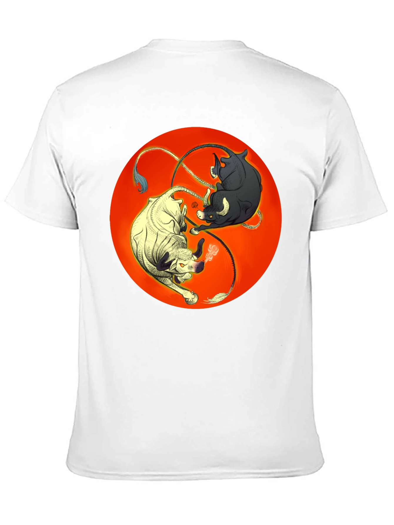 Black Yin Yang Bulls Graphic Tee - Unique Black T-Shirt view 11