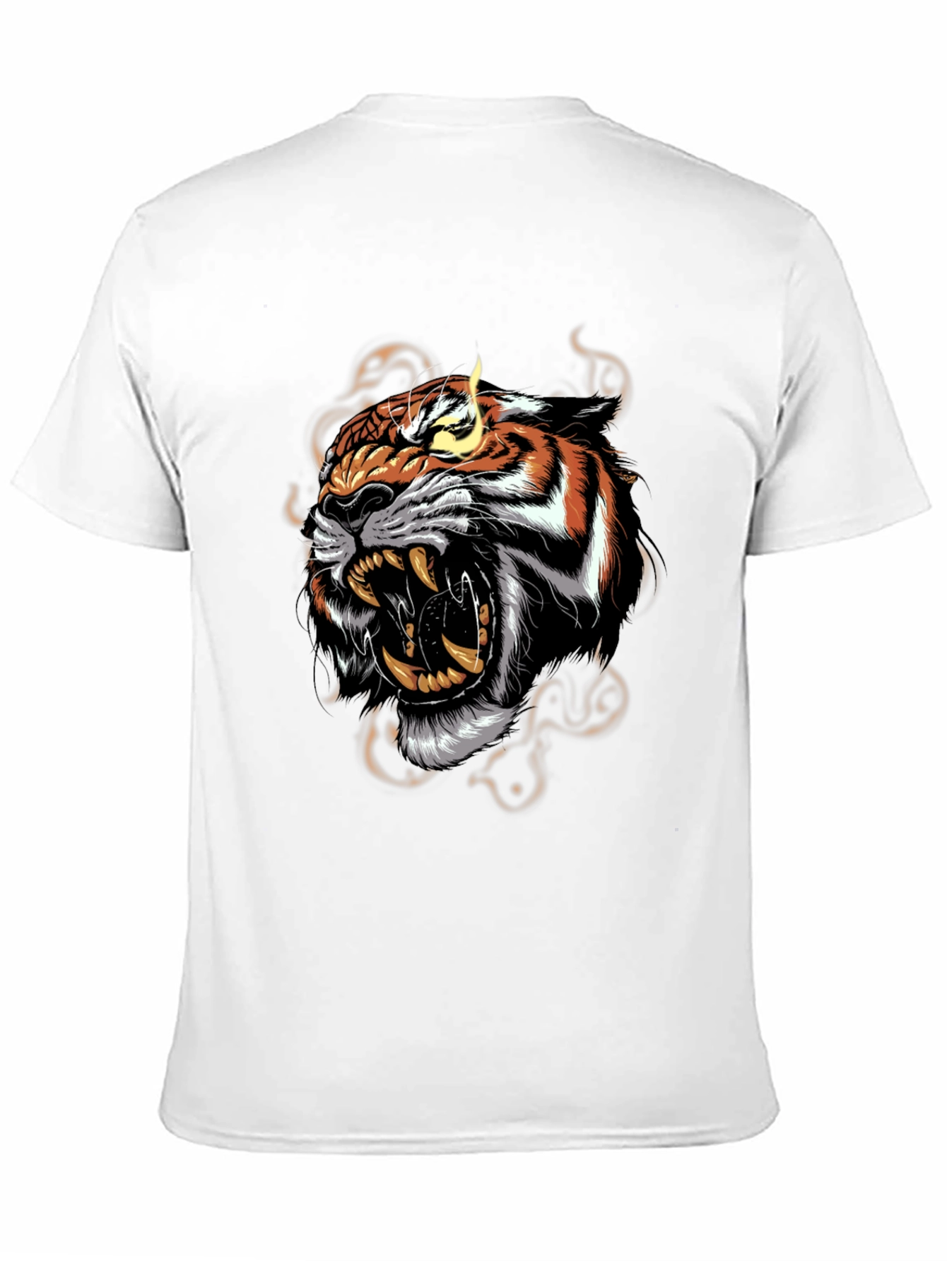 Black Men's Black T-Shirt with Roaring Tiger Graphic view 11