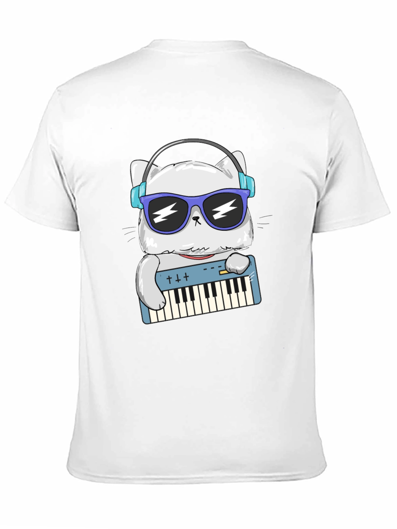 Black Cool Cat Musician Graphic T-Shirt view 11