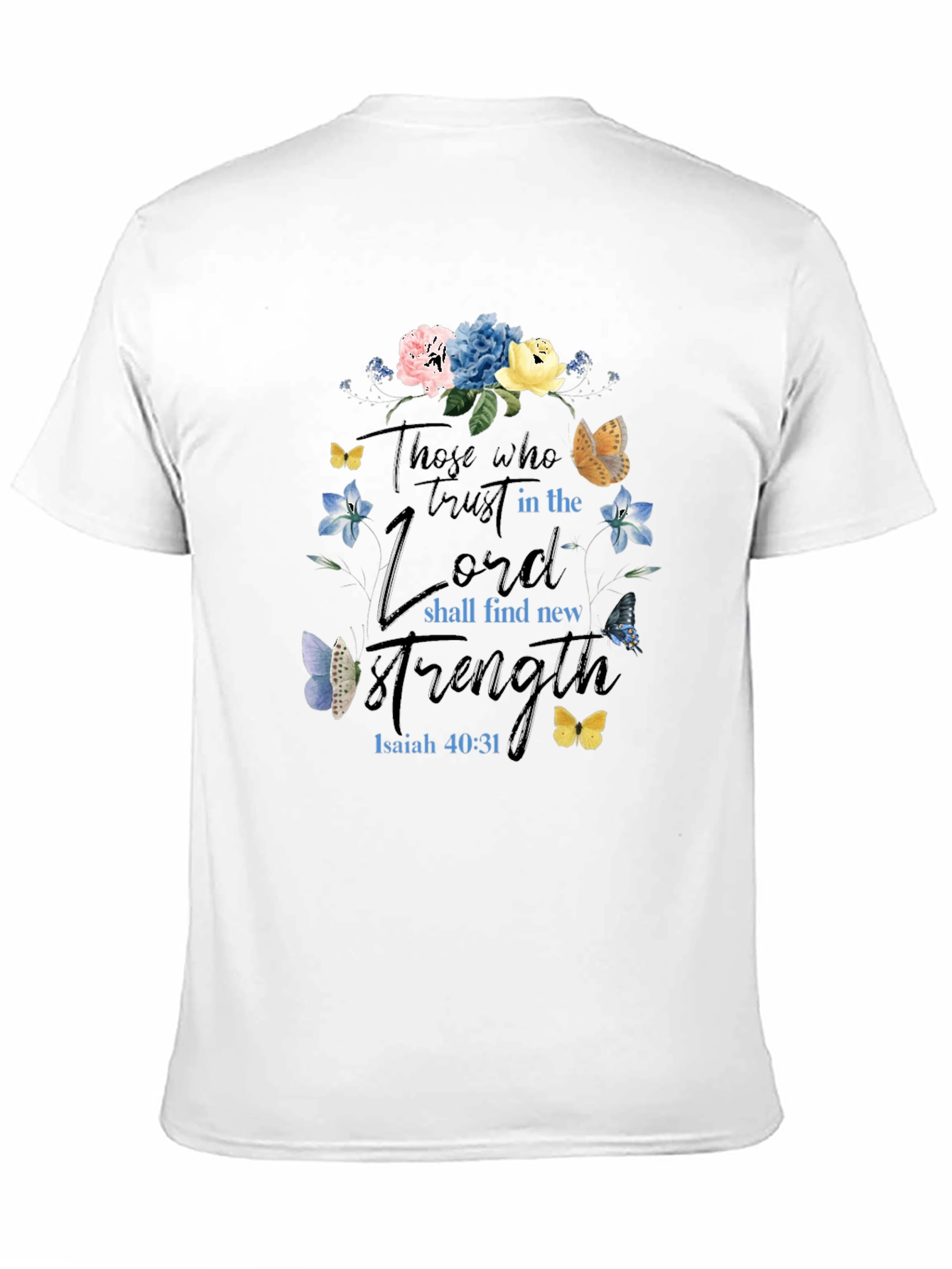 Black Faith-Based Floral T-Shirt - Isaiah 40:31 view 11